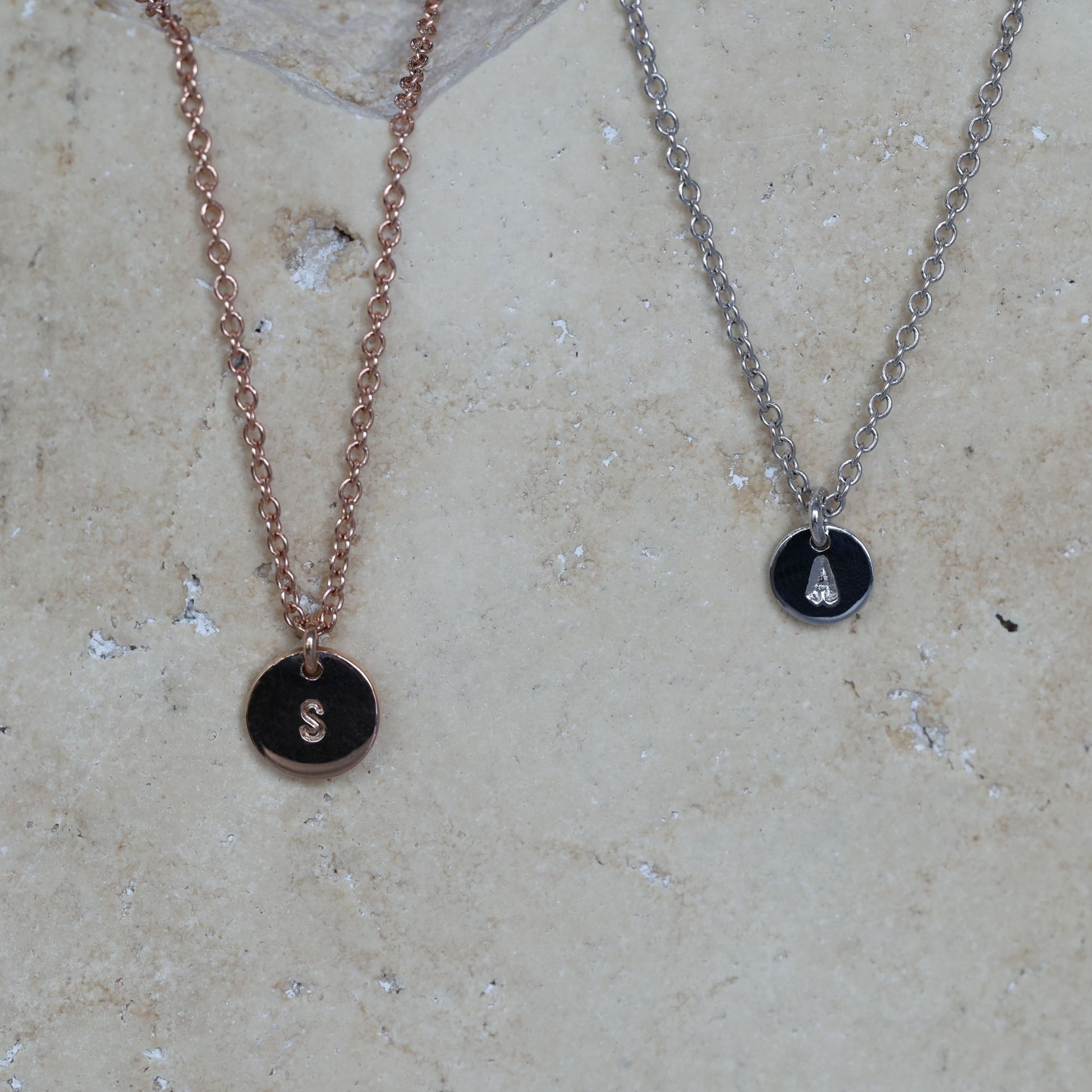 6mm initial gold necklace white gold