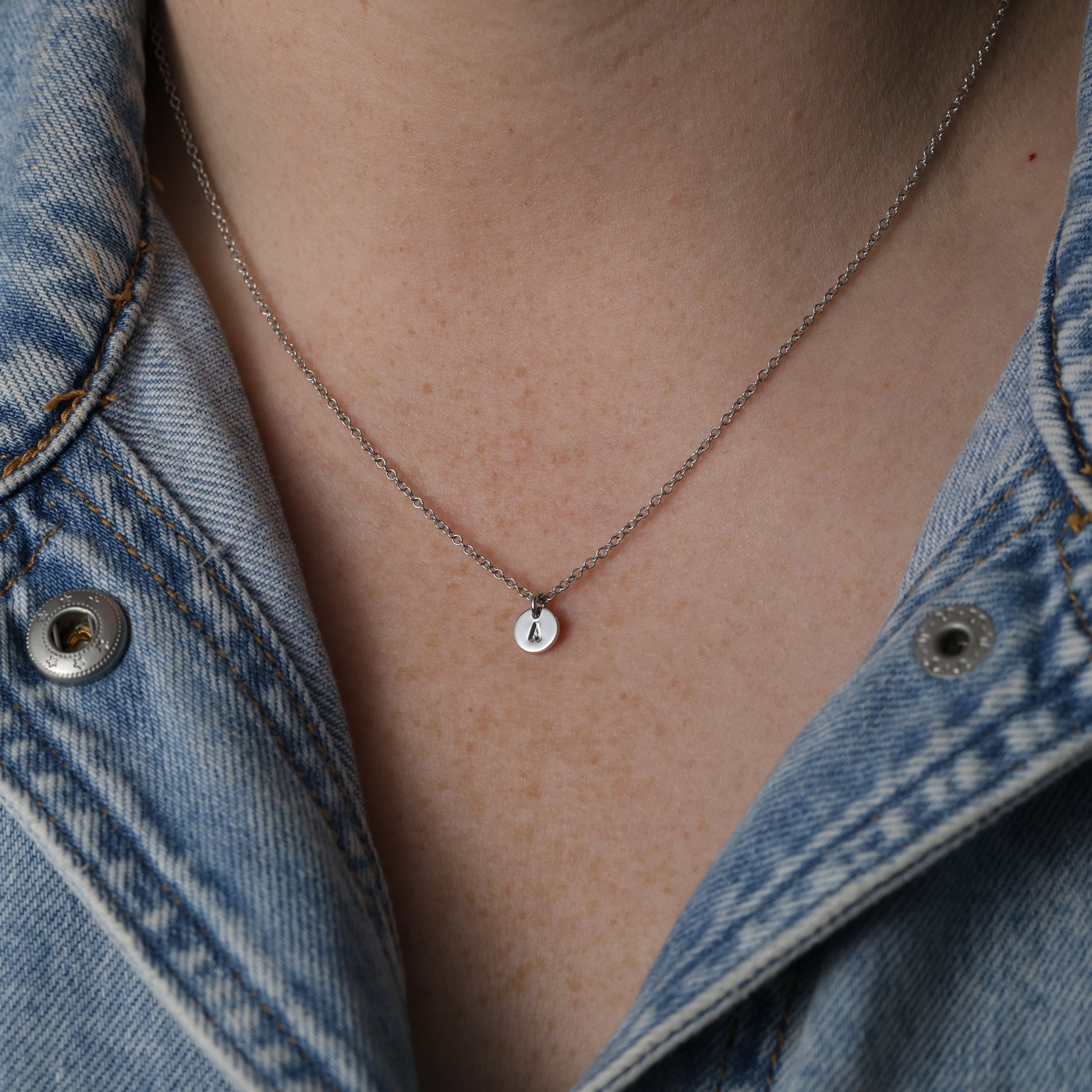 6mm initial gold necklace