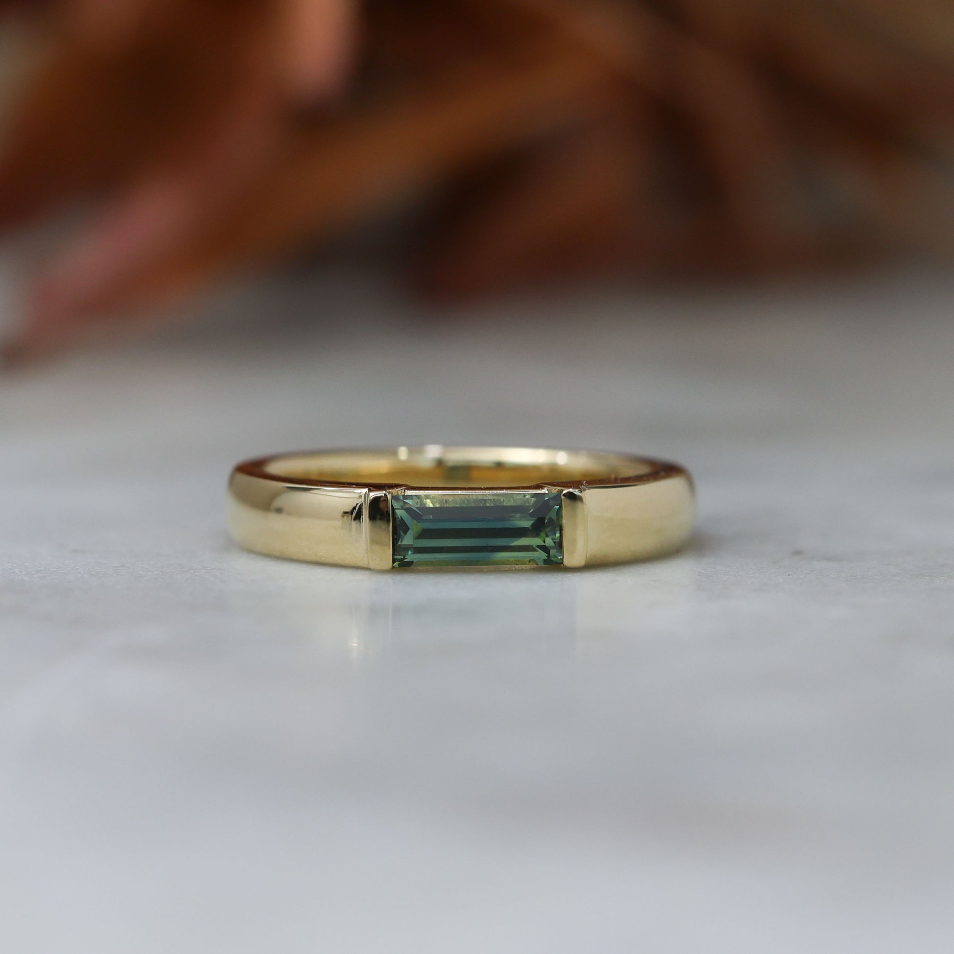 Australian Parti Sapphire Baguette Cut Signet Ring