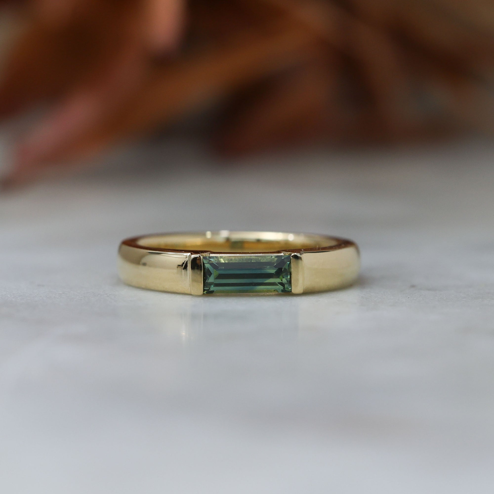 Australian Parti Sapphire Baguette Cut Signet Ring