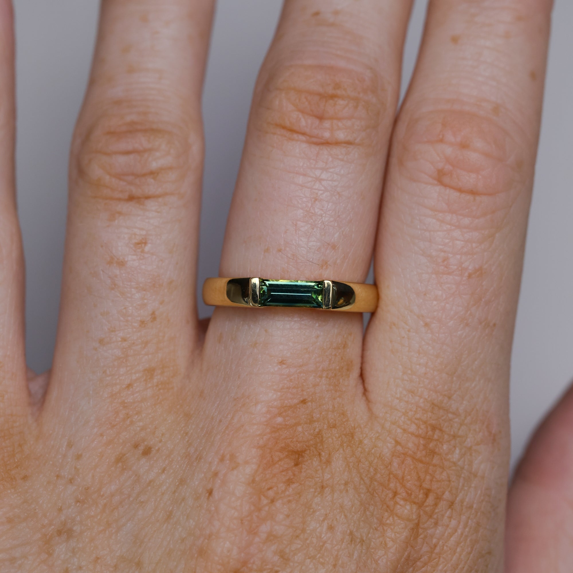 Australian Parti Sapphire Baguette Cut Signet Ring