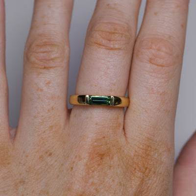 Australian Parti Sapphire Baguette Cut Signet Ring