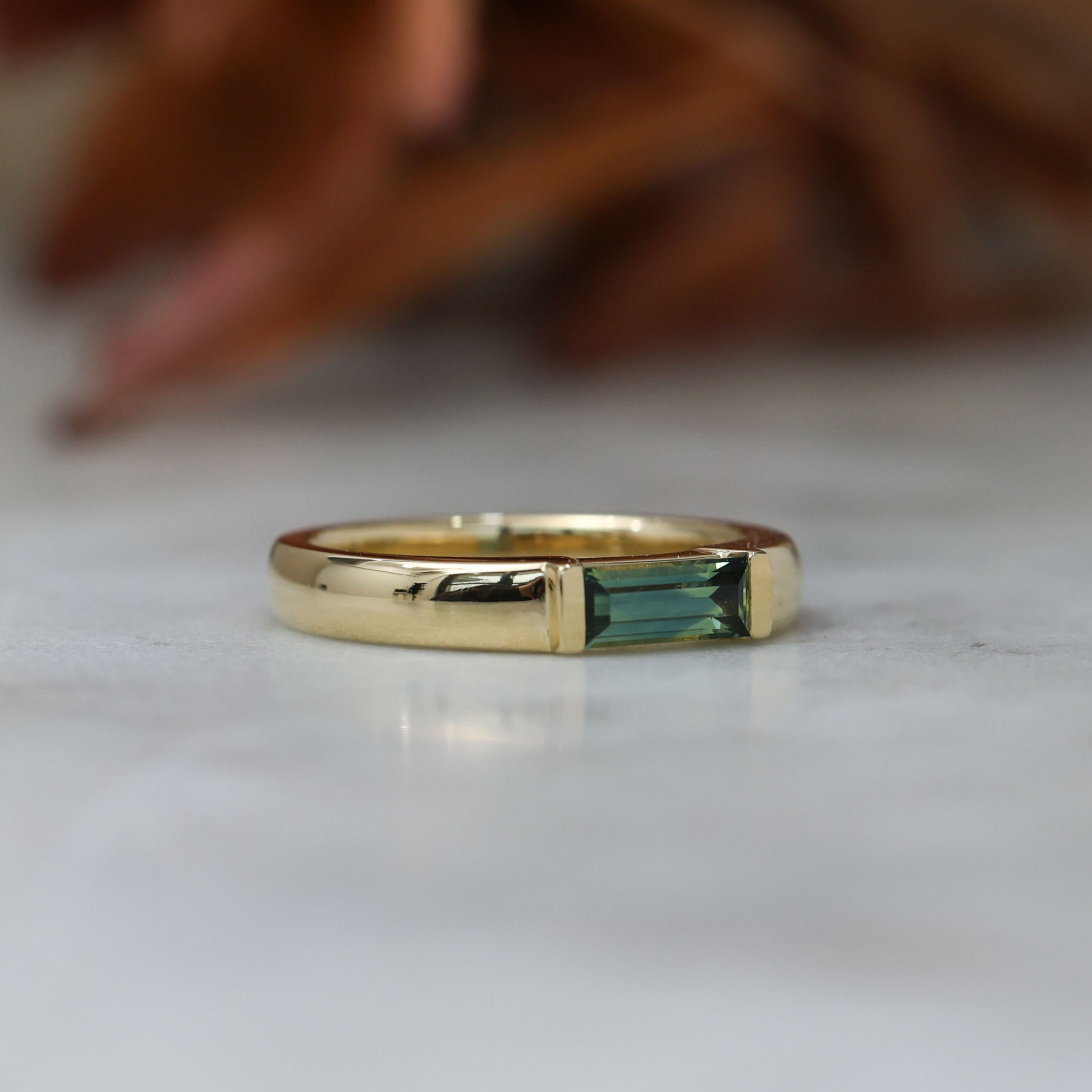 Australian Parti Sapphire Baguette Cut Signet Ring