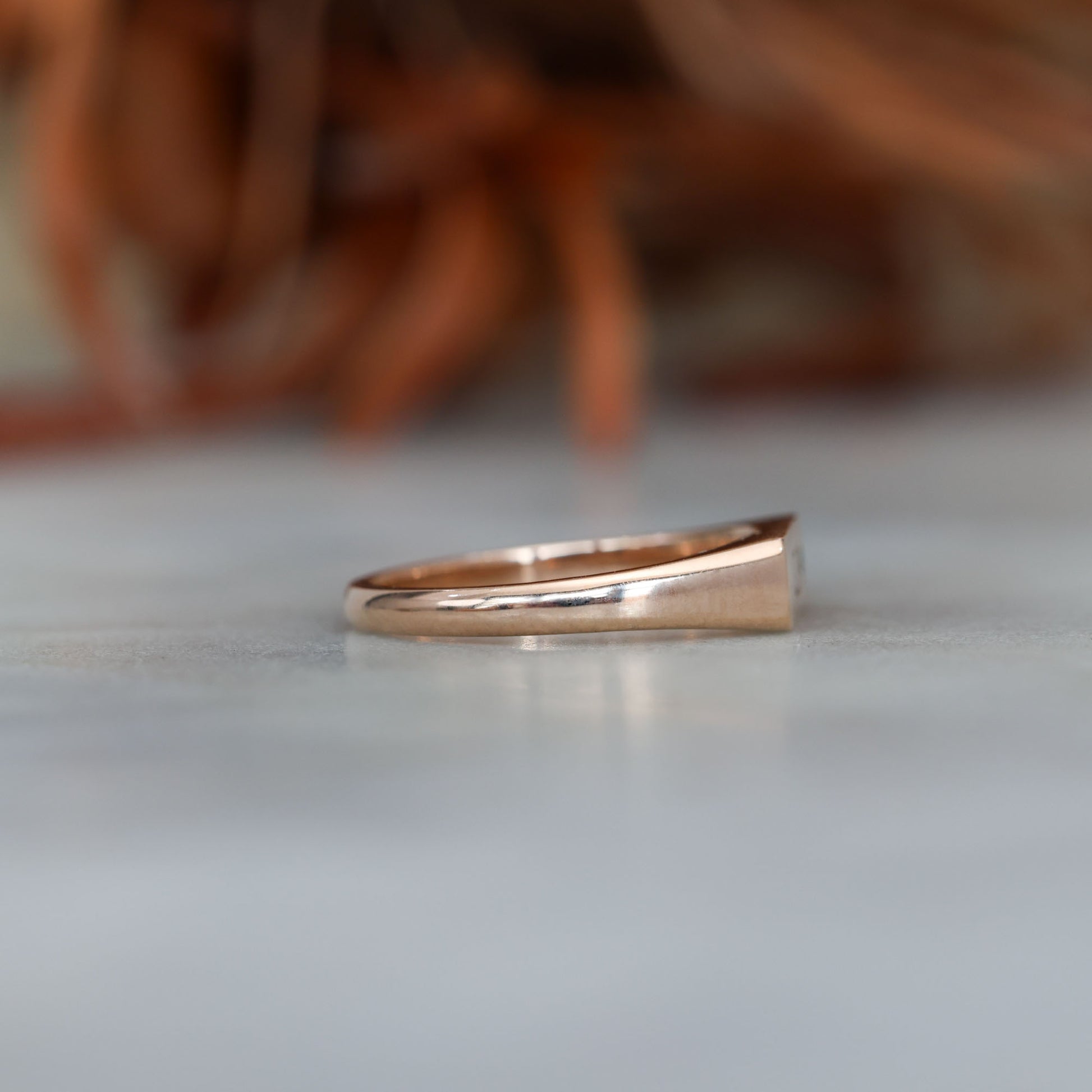 Australian sapphire and diamond bar signet ring