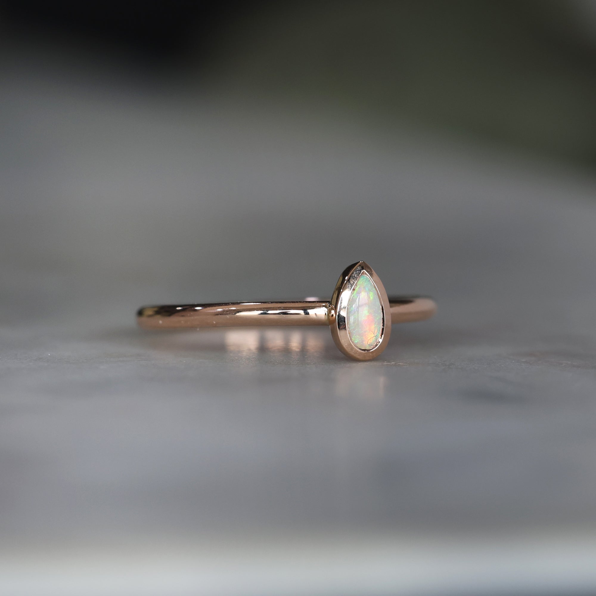 PETITE PEAR CUT OPAL / BEZEL RING