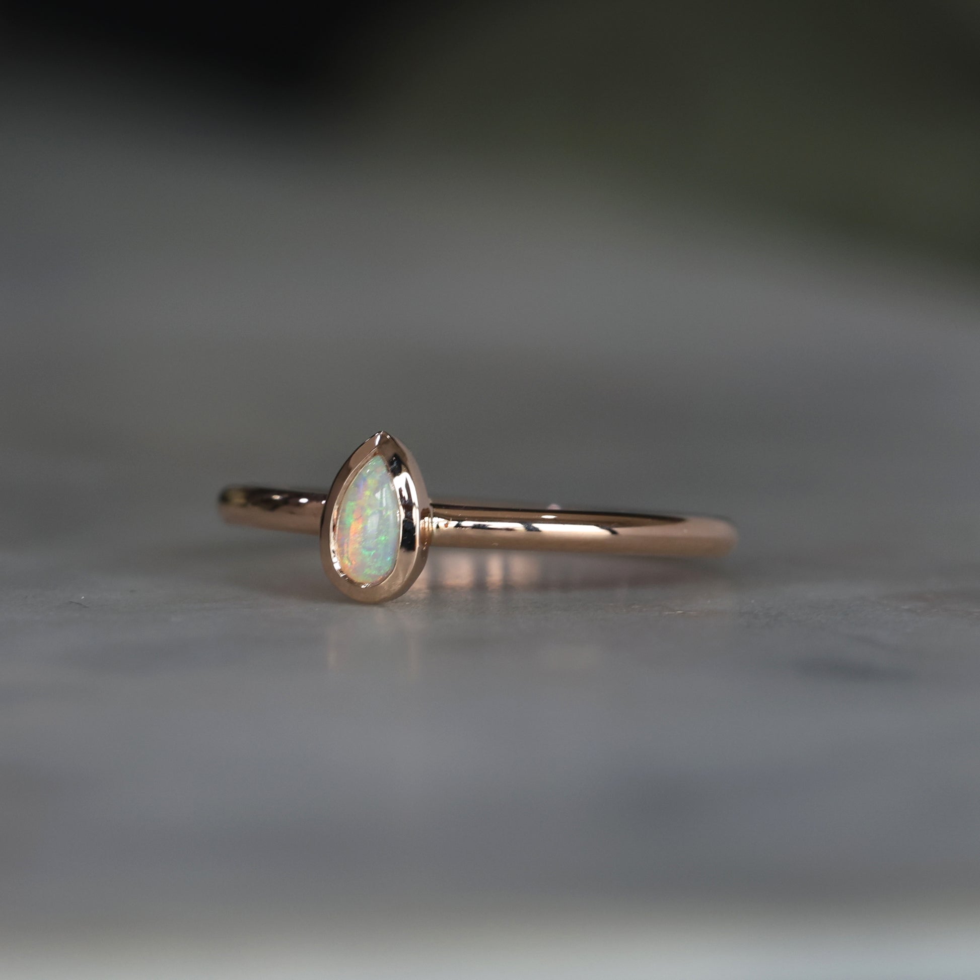 PETITE PEAR CUT OPAL / BEZEL RING