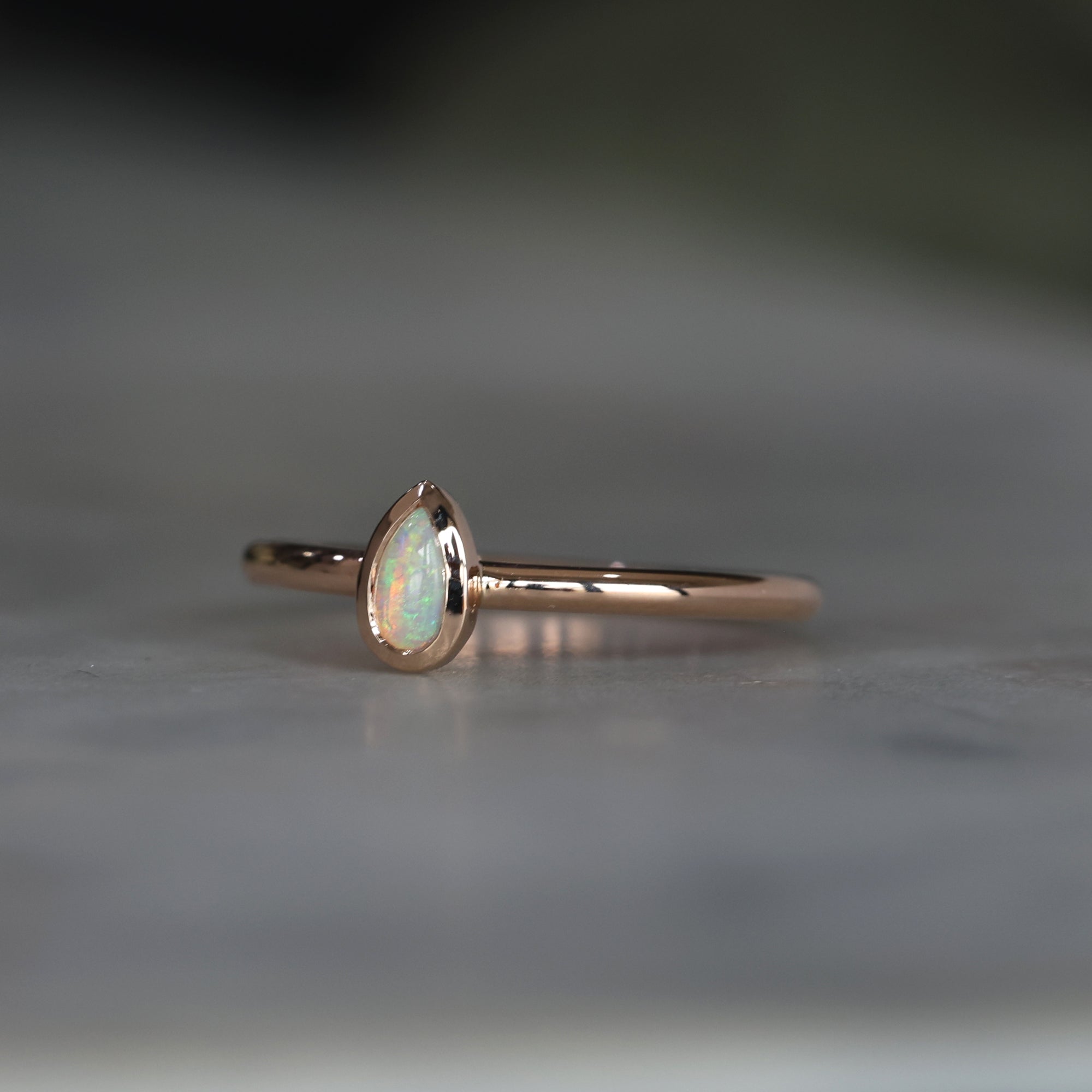 PETITE PEAR CUT OPAL BEZEL RING