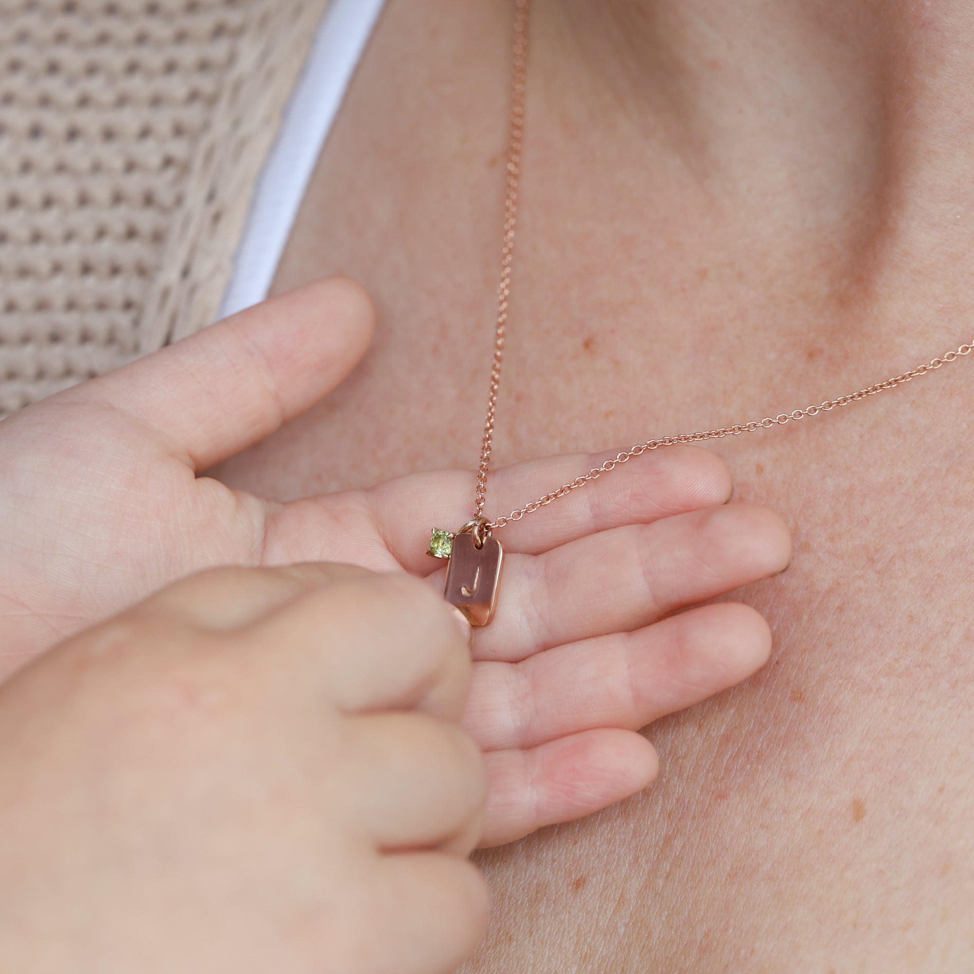 Birthstone necklace with letter tablet
