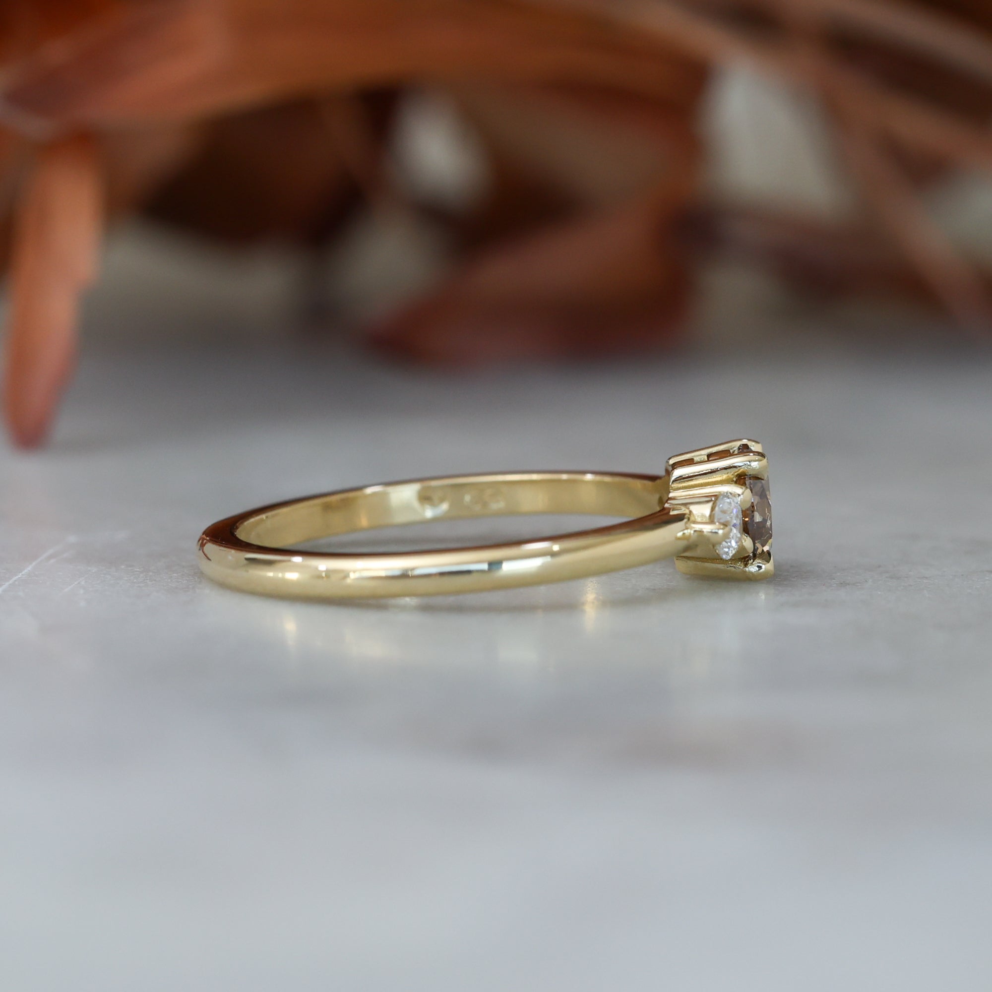 0.50ct Champagne Diamond engagement ring side view