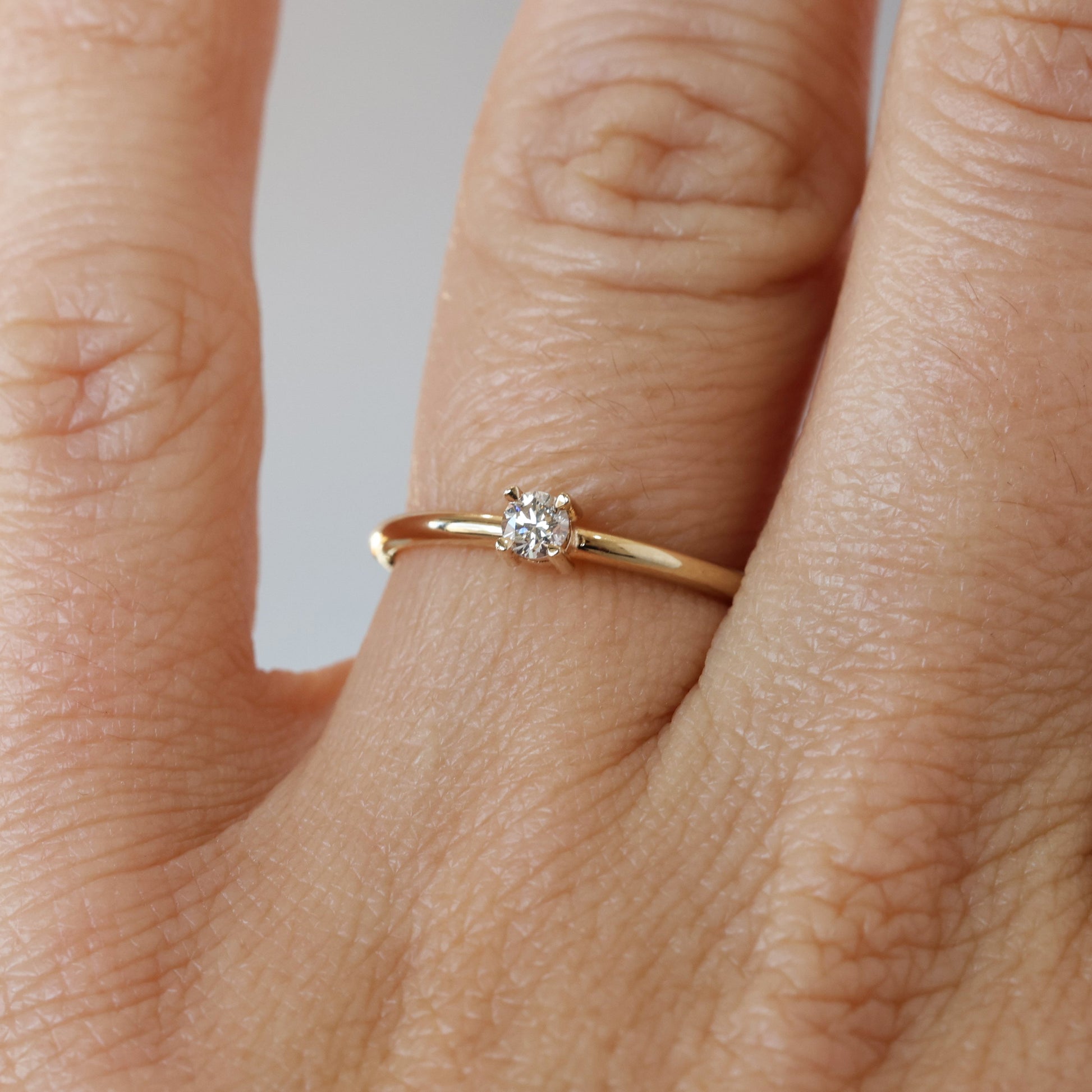 Champagne diamond stack ring on hand