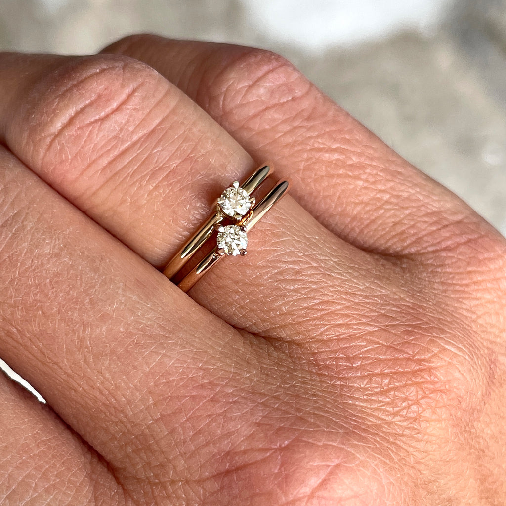 Champagne diamond stack ring two rings on hand