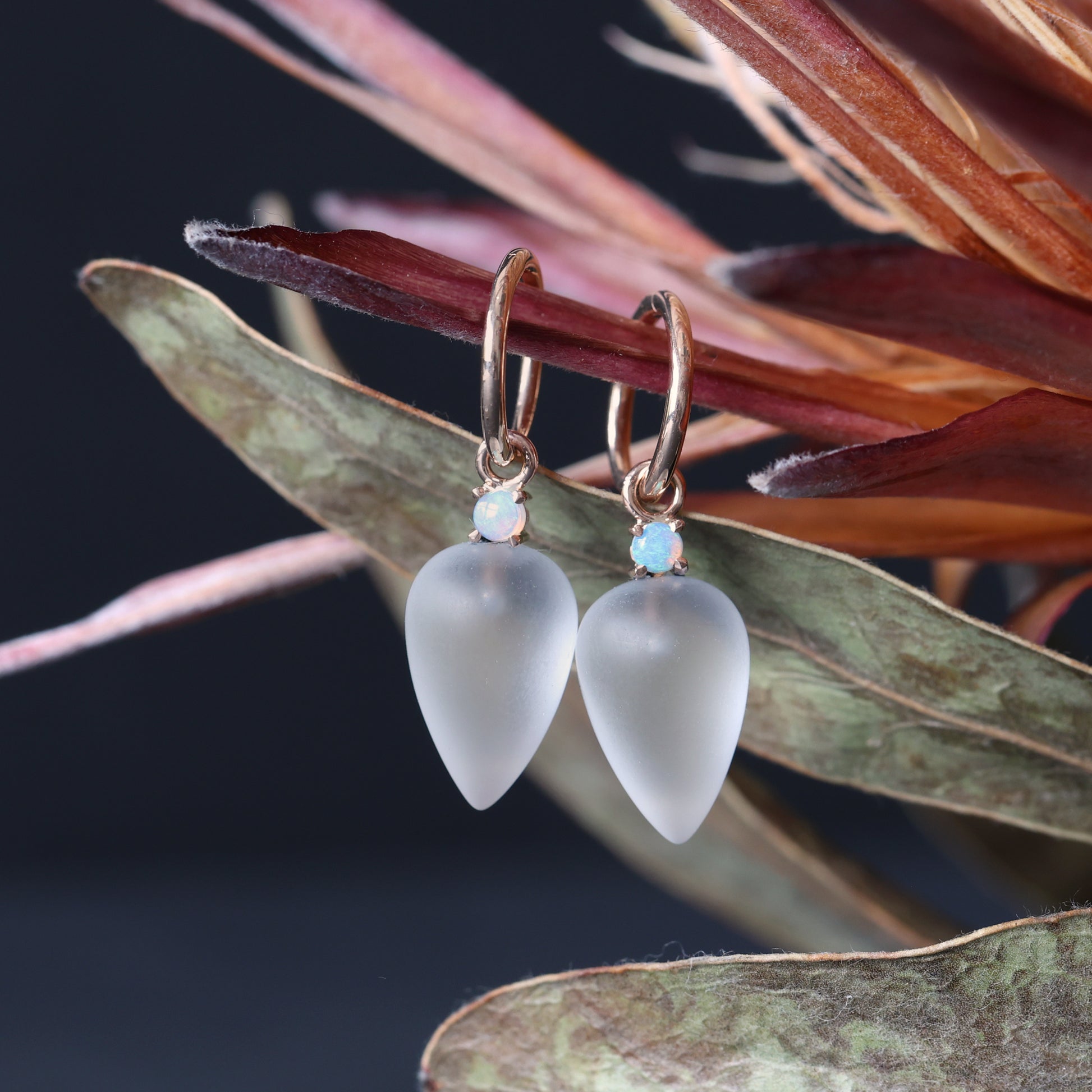 OPAL & ROCK CRYSTAL / HOOP EARRINGS