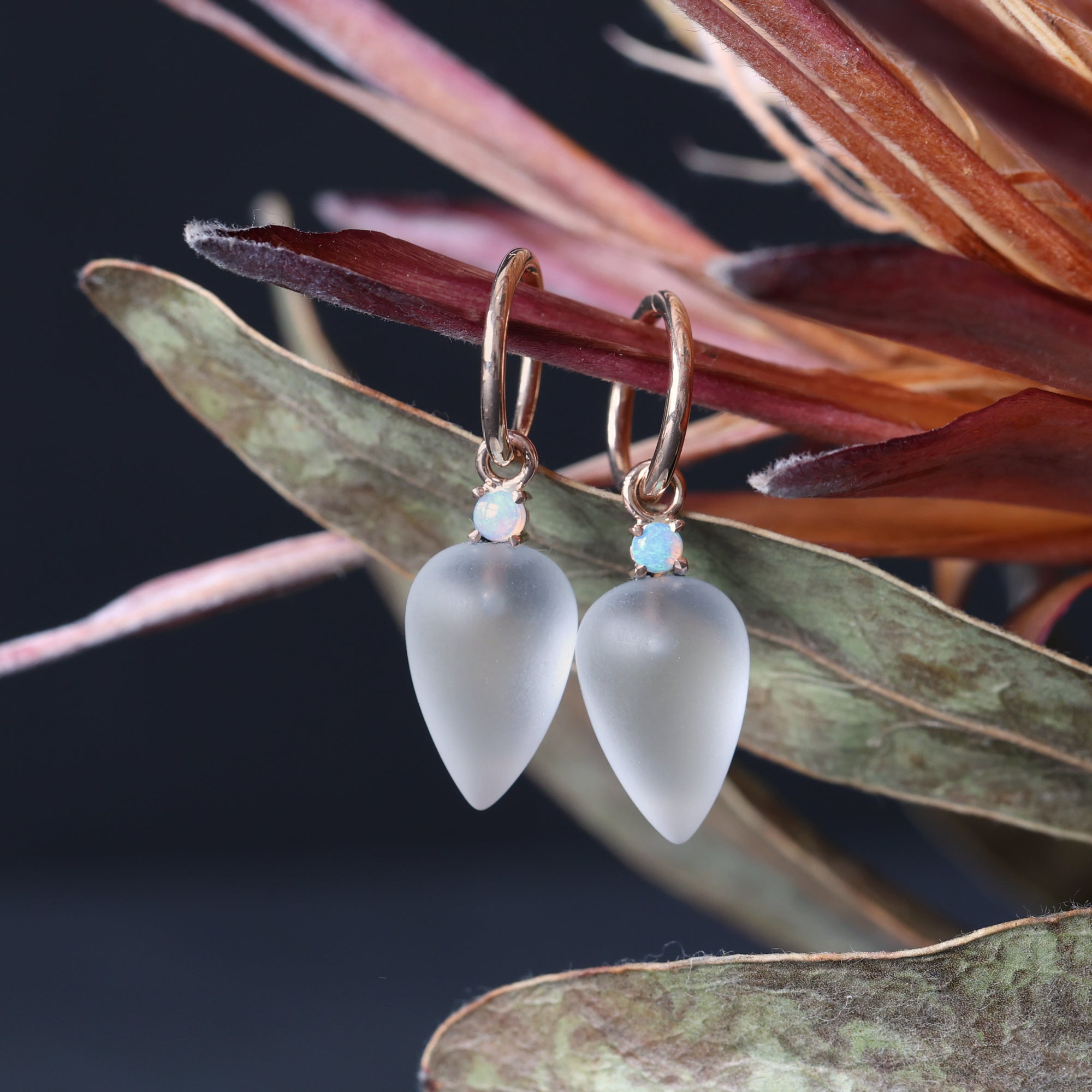 OPAL & ROCK CRYSTAL / HOOP EARRINGS