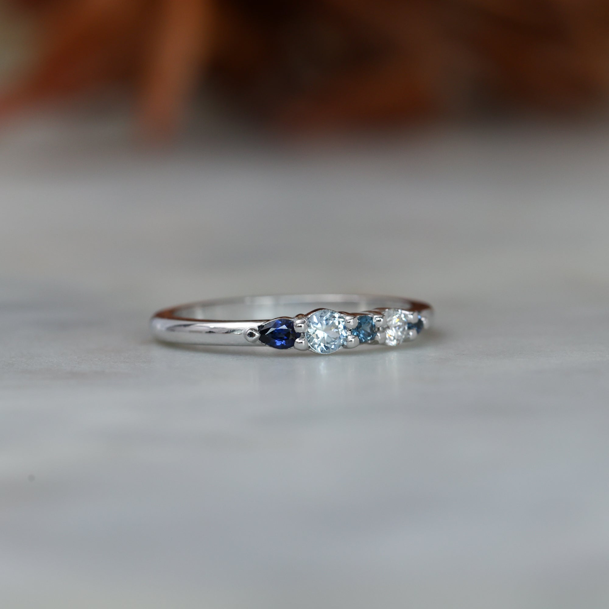 Eliza ring blue Ceylon sapphire and diamond fine jewellery ring