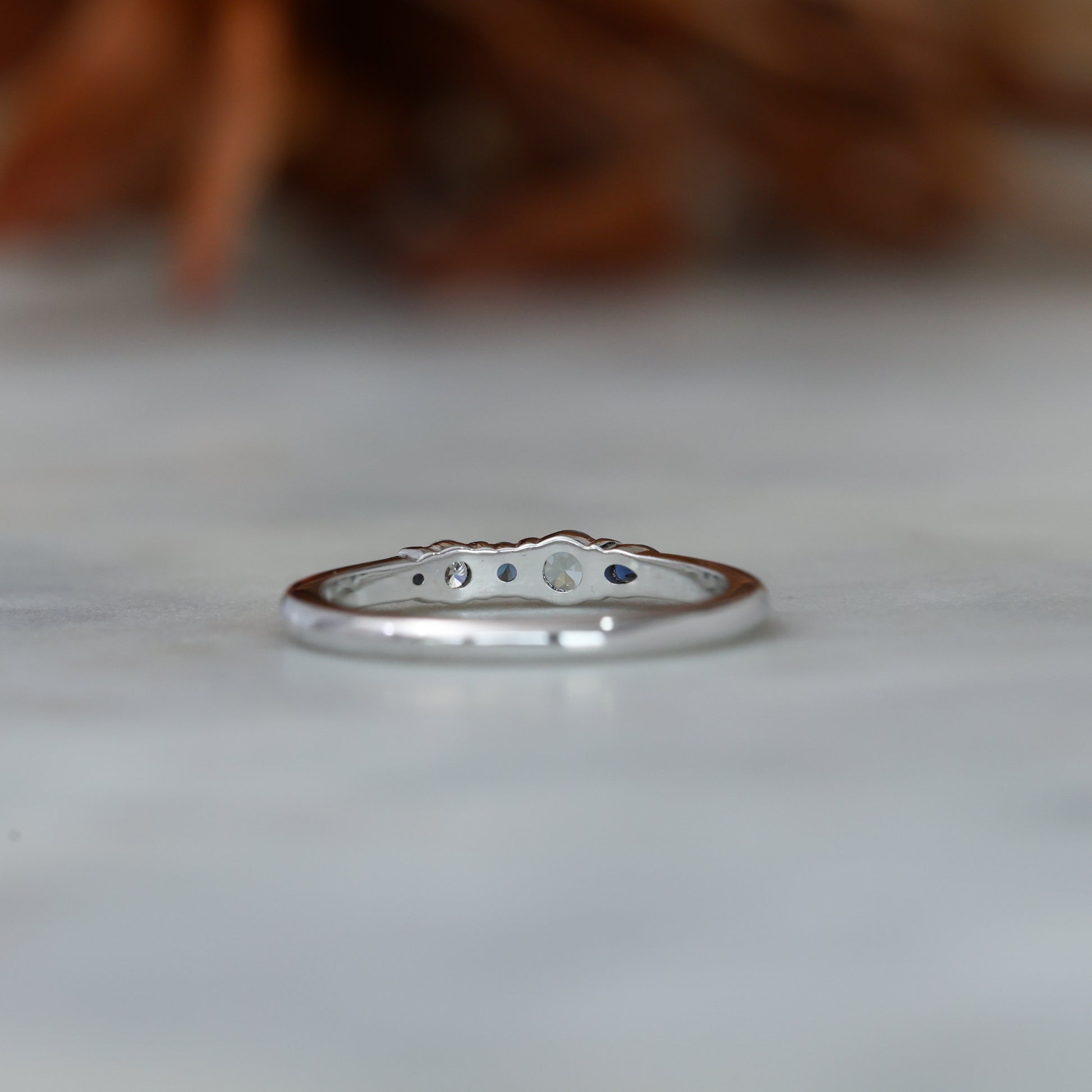 Eliza ring blue Ceylon sapphire and diamond fine jewellery ring back