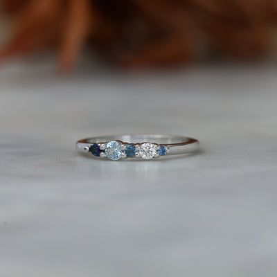 Eliza ring blue Ceylon sapphire and diamond fine jewellery ring front side