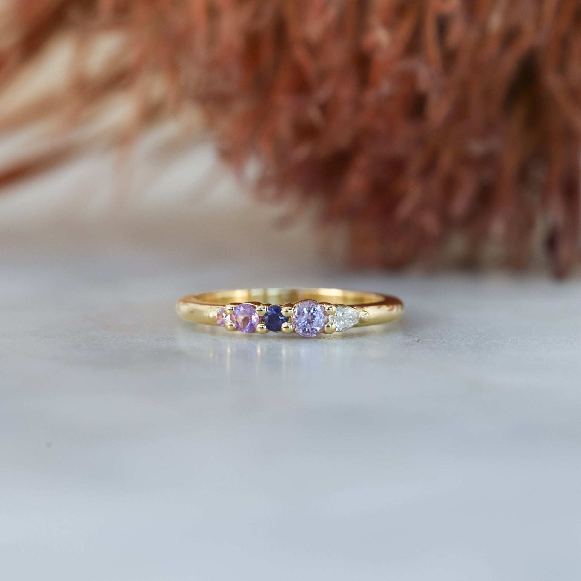 purple Madagascan sapphire and diamond ring