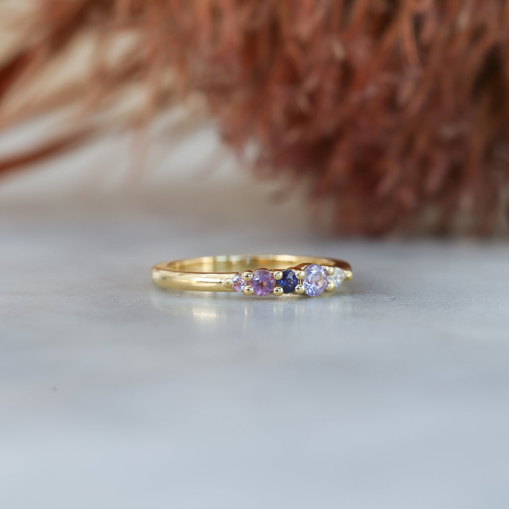 purple Madagascan sapphire and diamond ring
