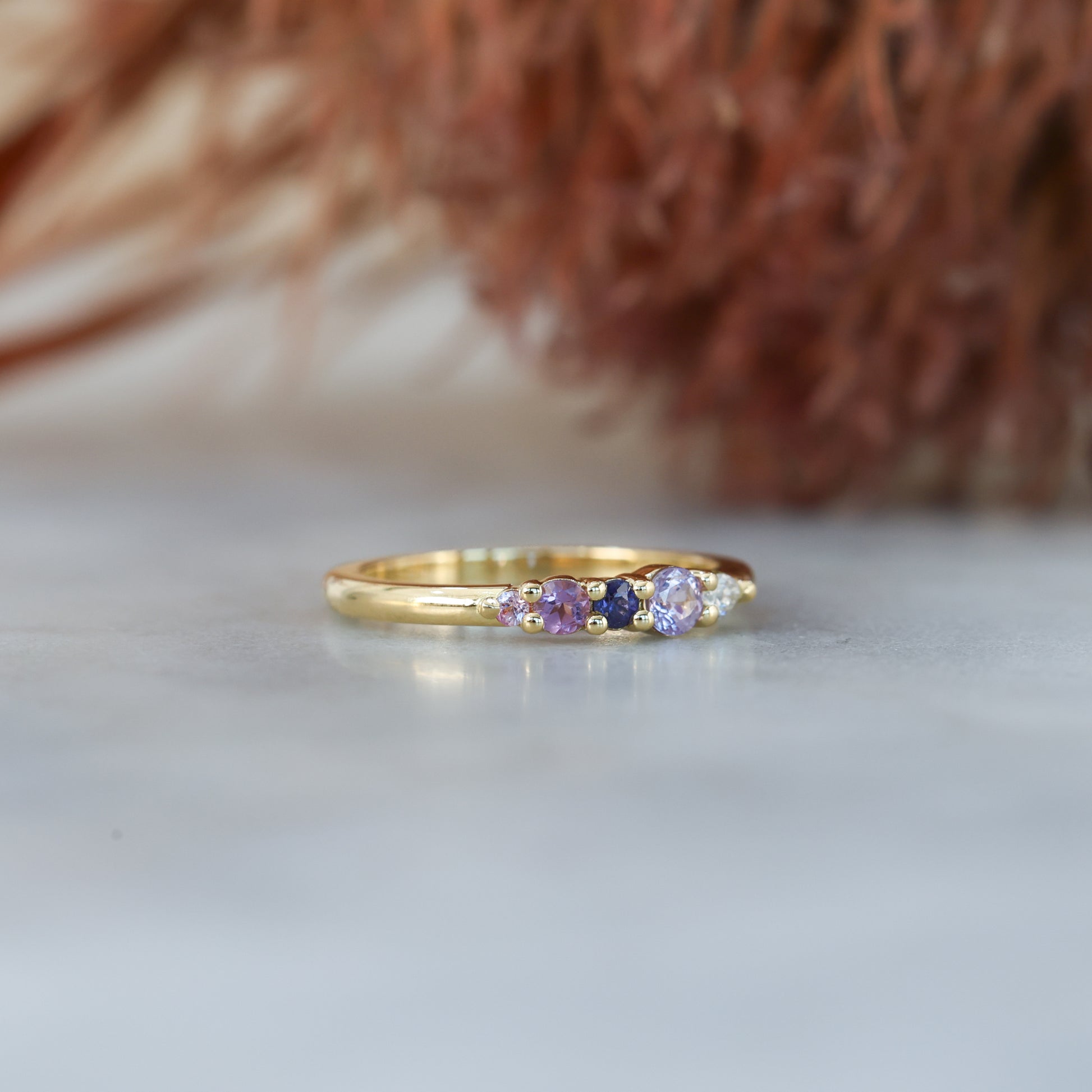 purple Madagascan sapphire and diamond ring