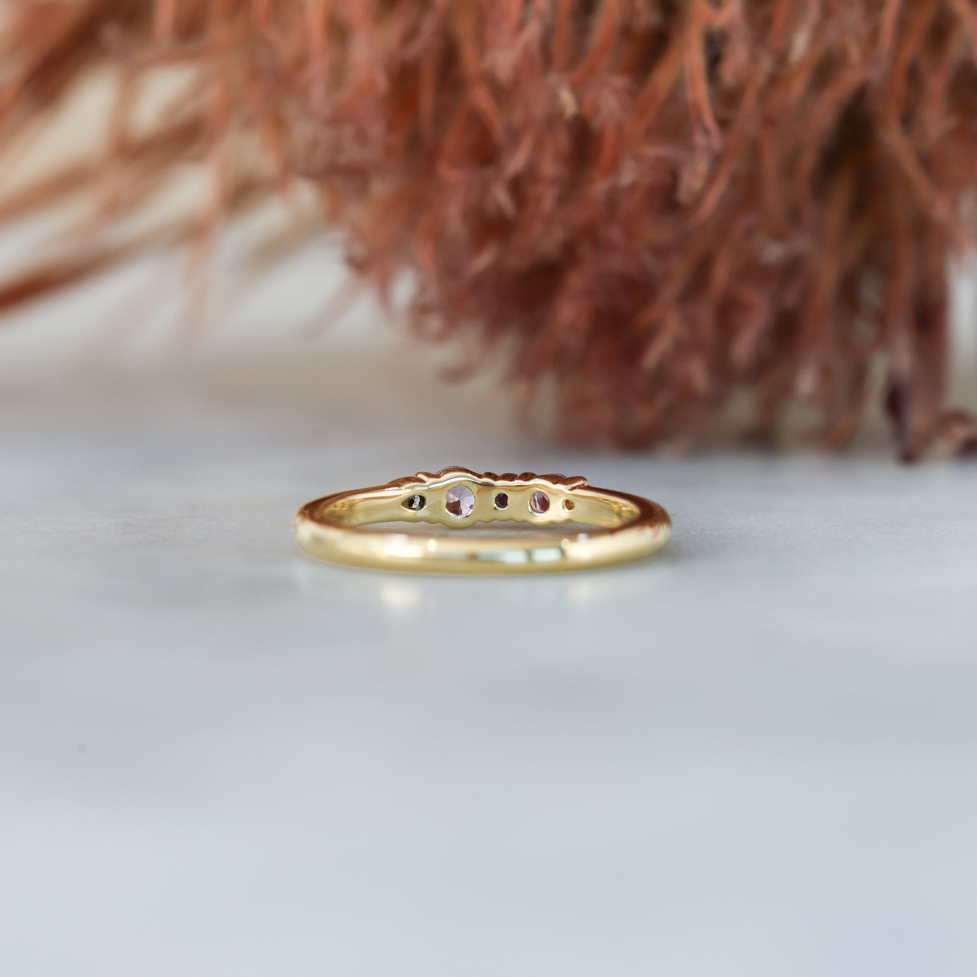 purple Madagascan sapphire and diamond ring
