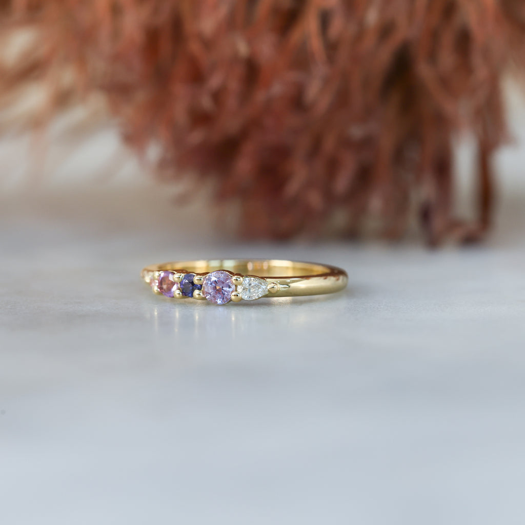 purple Madagascan sapphire and diamond ring
