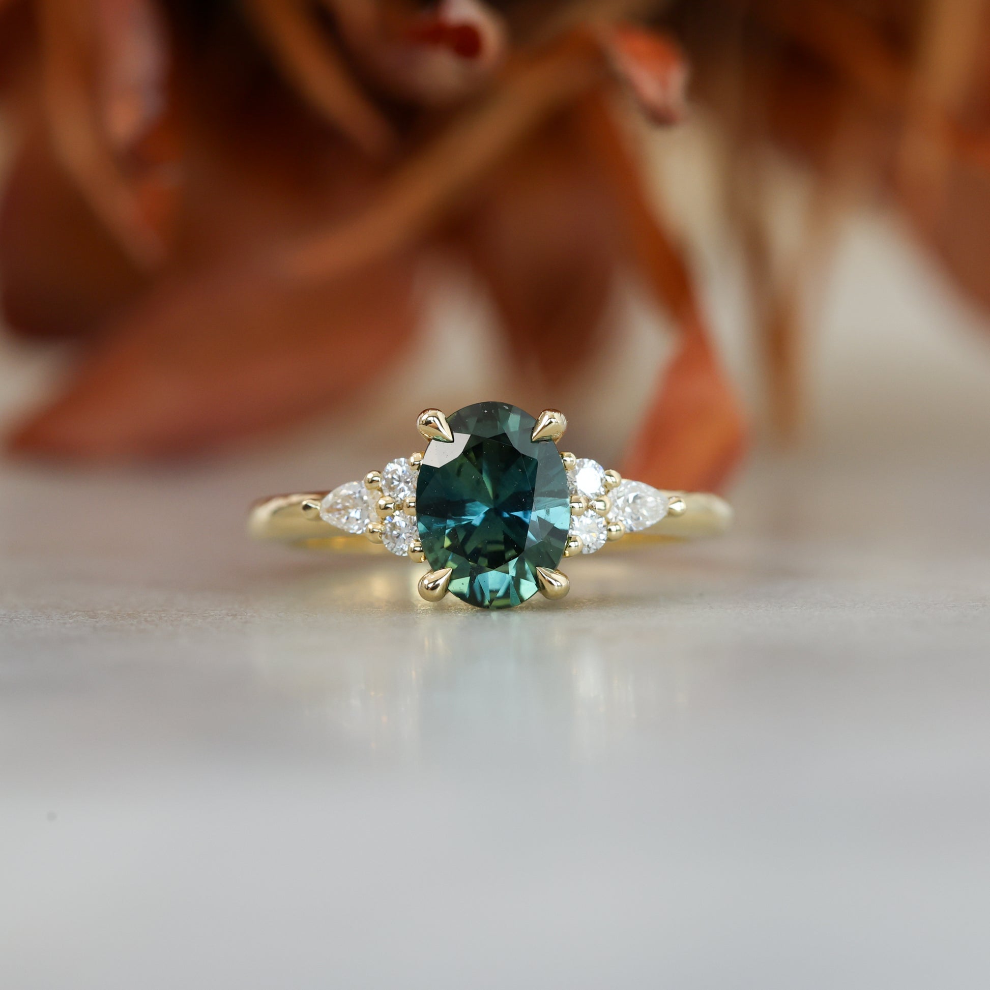 EMMA | 1.32ct OVAL CUT AUSTRALIAN PARTI SAPPHIRE ENGAGEMENT RING