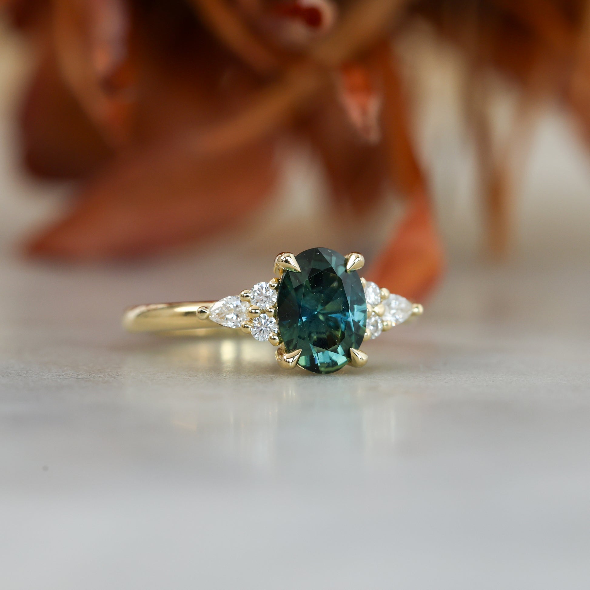 EMMA | 1.32ct OVAL CUT AUSTRALIAN PARTI SAPPHIRE ENGAGEMENT RING