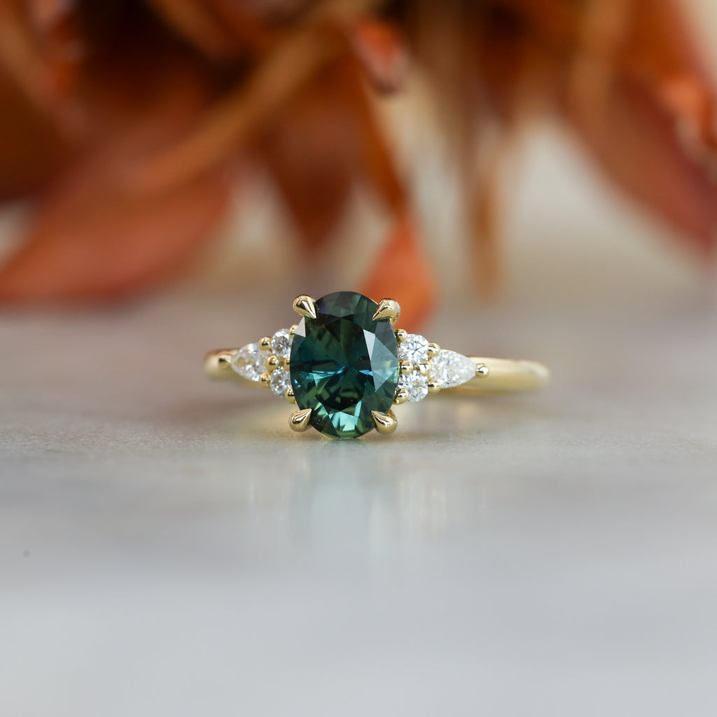EMMA | 1.32ct OVAL CUT AUSTRALIAN PARTI SAPPHIRE ENGAGEMENT RING