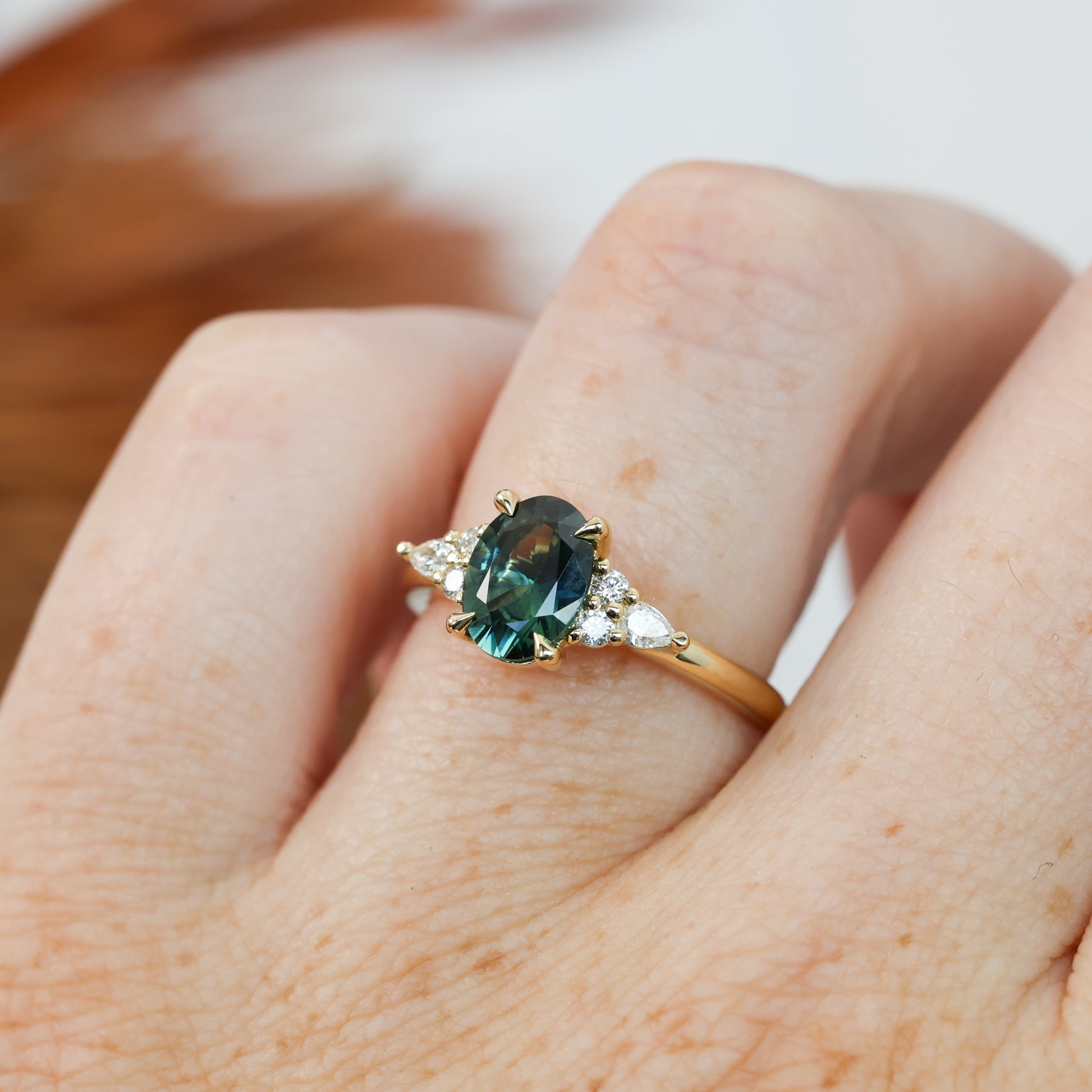 EMMA | 1.32ct OVAL CUT AUSTRALIAN PARTI SAPPHIRE ENGAGEMENT RING