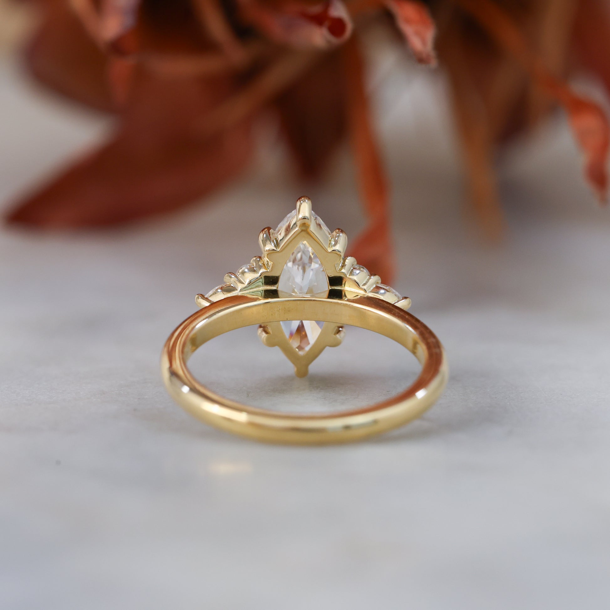 2.01ct marquise cut diamond engagement ring, crafted in yellow gold