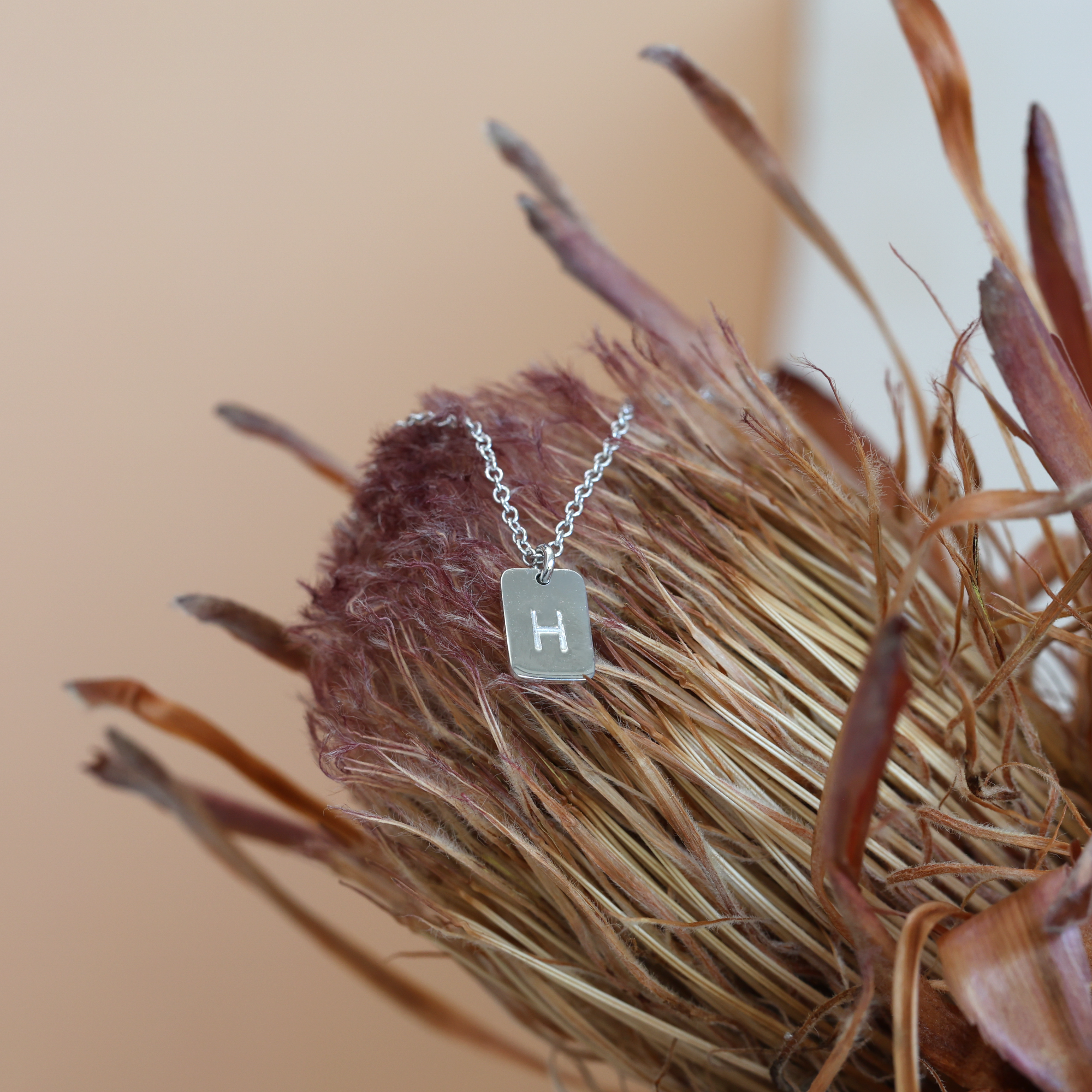 Initial tablet necklace