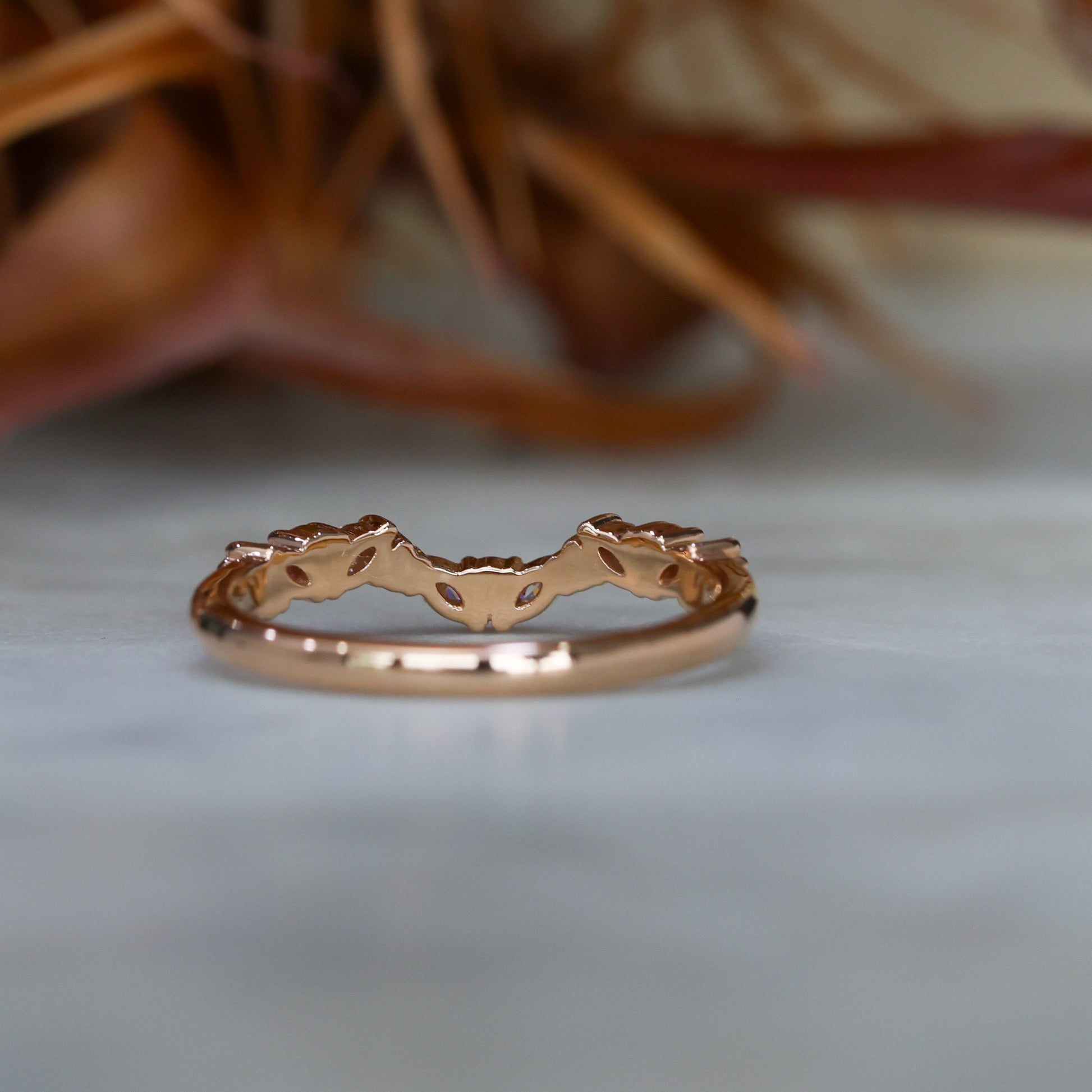 curved mixed cuts diamond wedding band