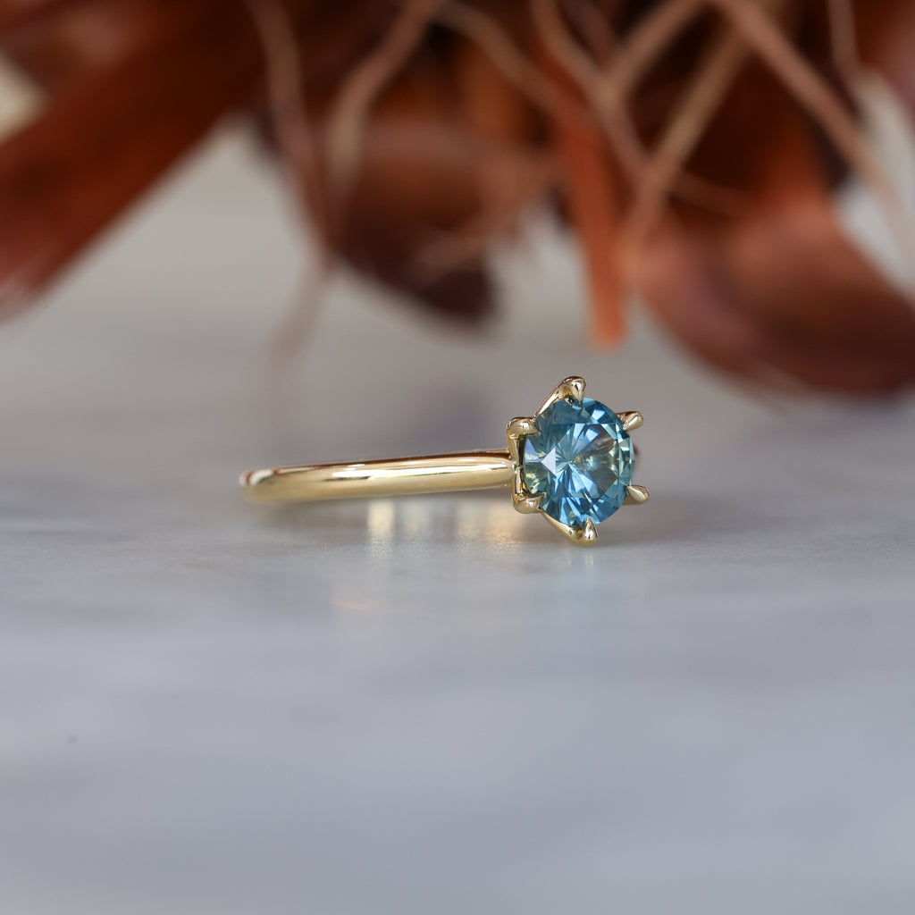 LOTUS | 1.01CT ROUND MONTANA SAPPHIRE ENGAGEMENT RING