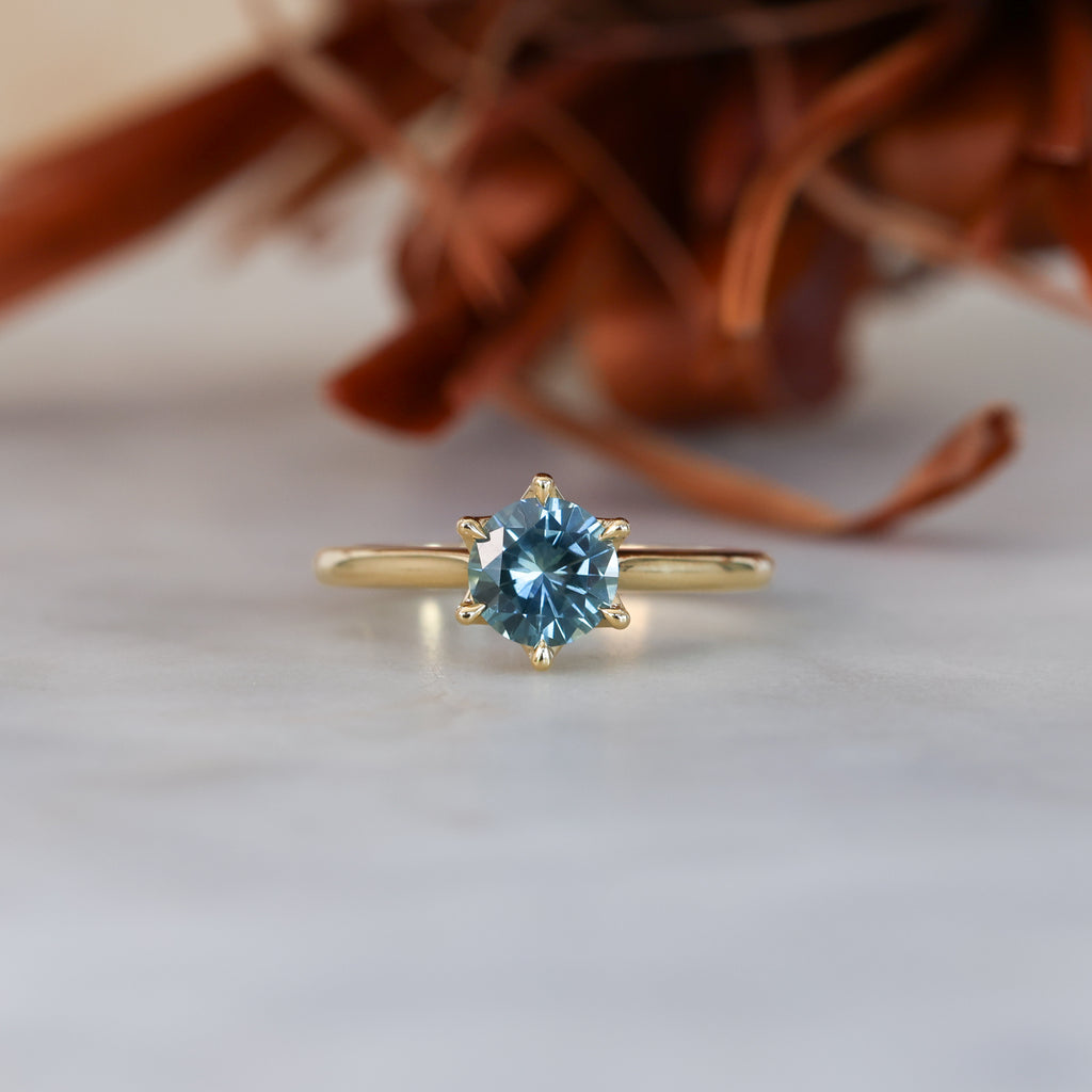 LOTUS | 1.01CT ROUND MONTANA SAPPHIRE ENGAGEMENT RING