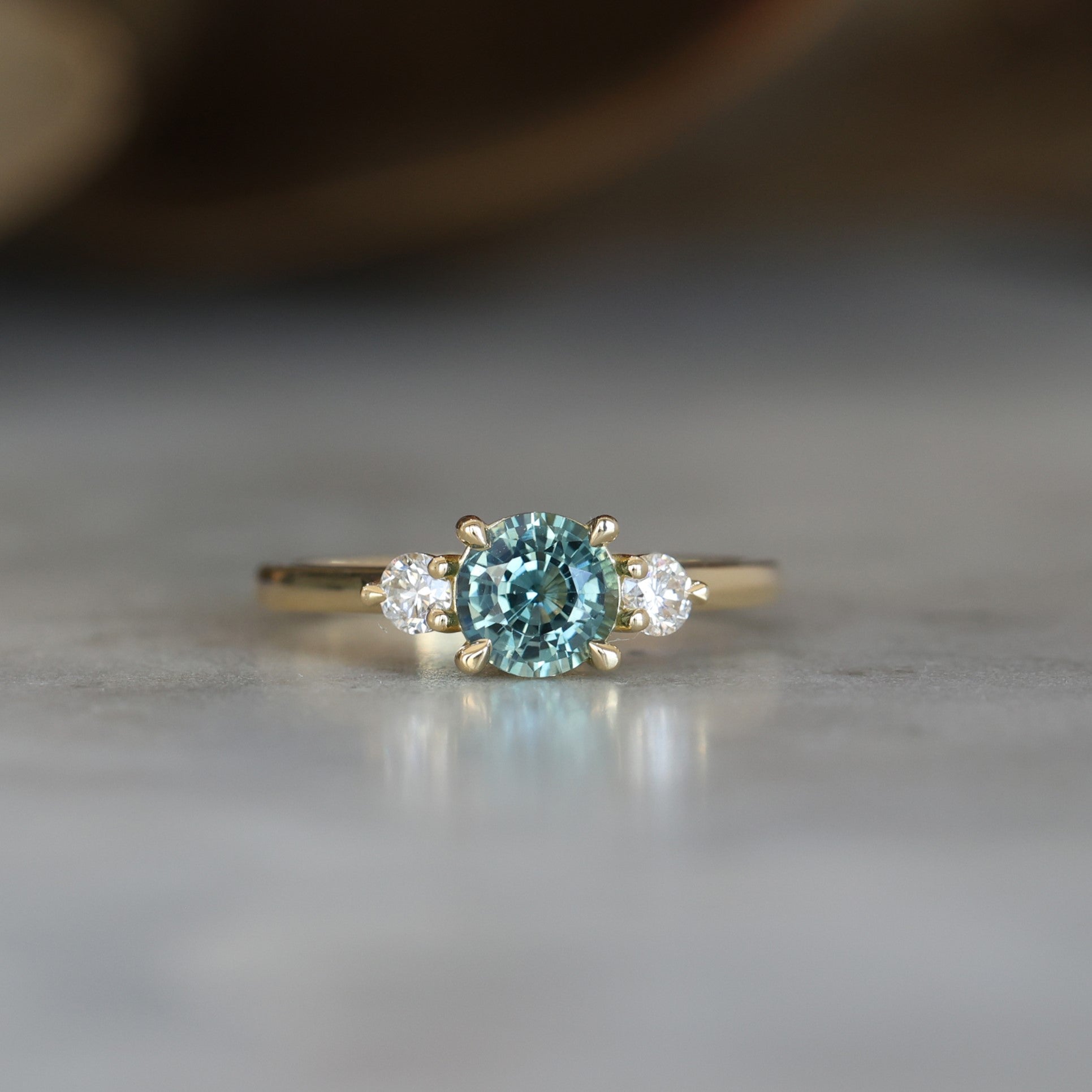 LUNAR TRILOGY /  1.11CT ROUND MADAGASCAN SAPPHIRE RING