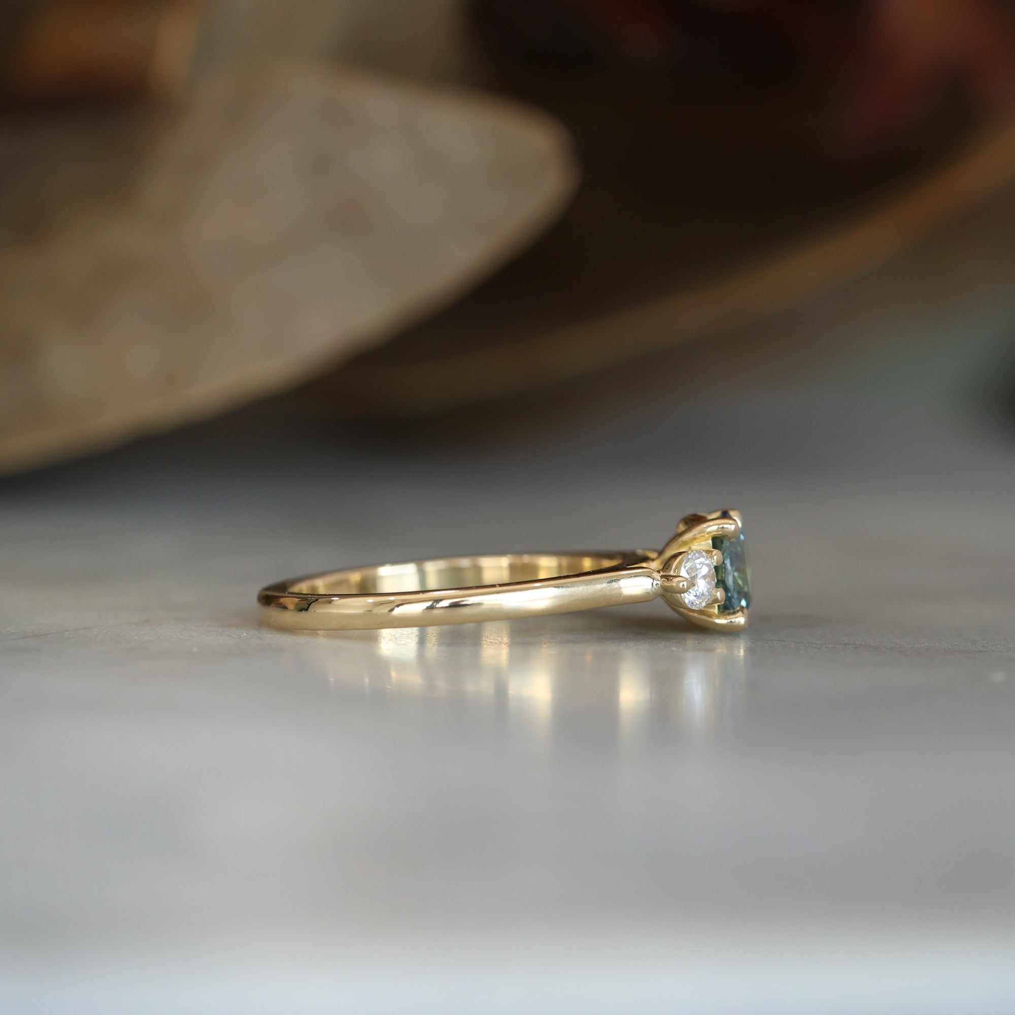 LUNAR TRILOGY /  1.11CT ROUND MADAGASCAN SAPPHIRE RING