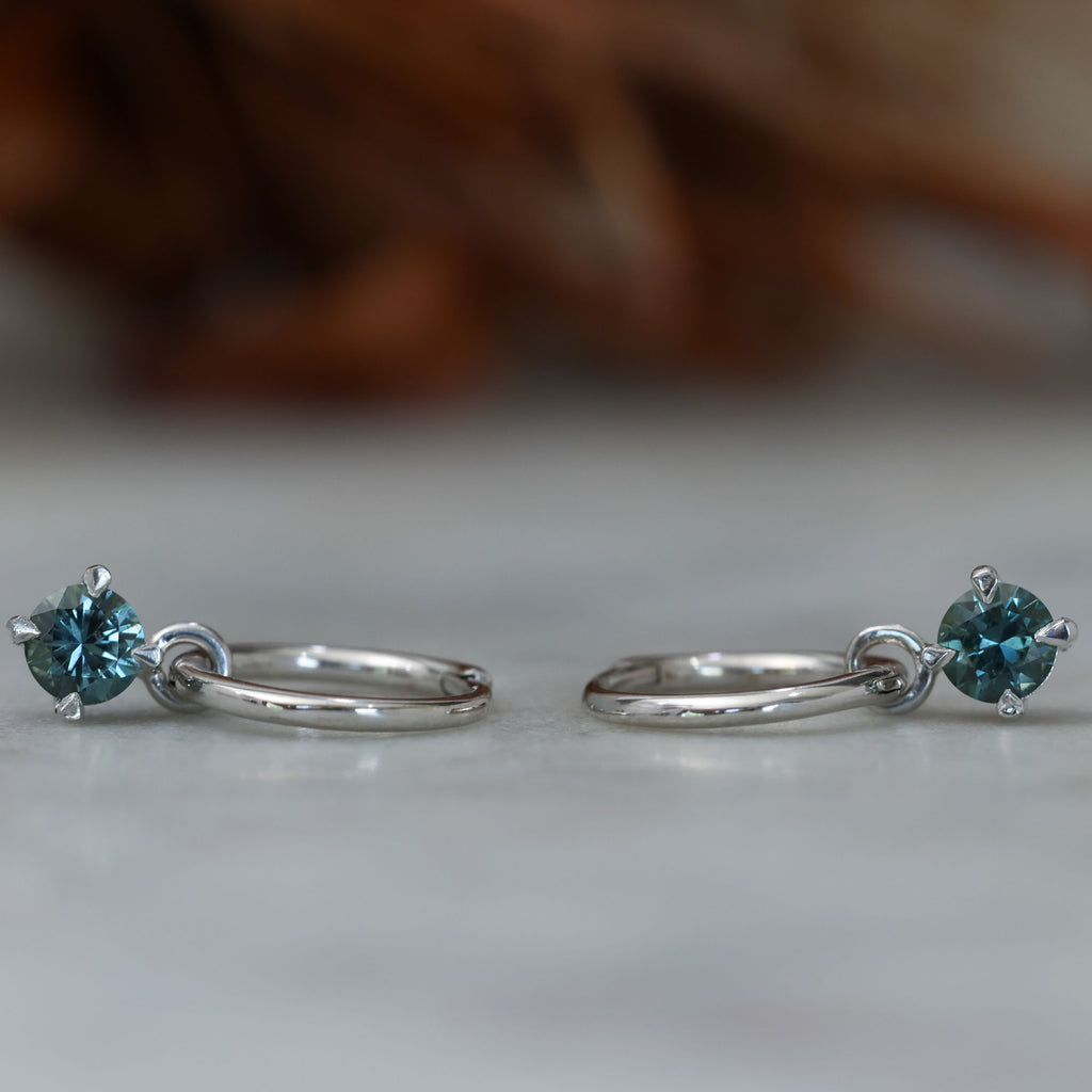 Madagascan Sapphire hoop earrings front