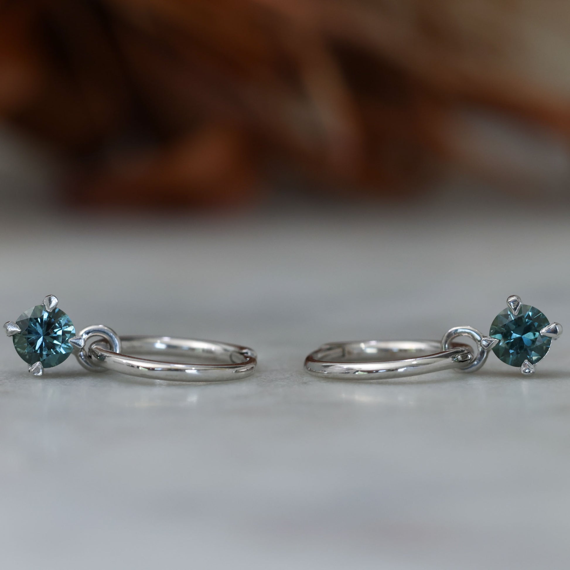 Madagascan Sapphire hoop earrings front
