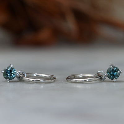 Madagascan Sapphire hoop earrings front