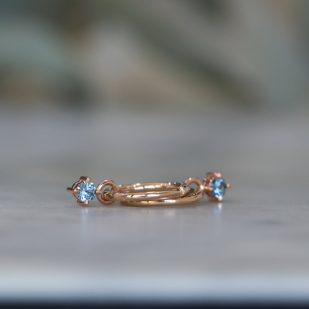 READY TO SHIP | MONTANA SAPPHIRE | MINI HOOP EARRINGS