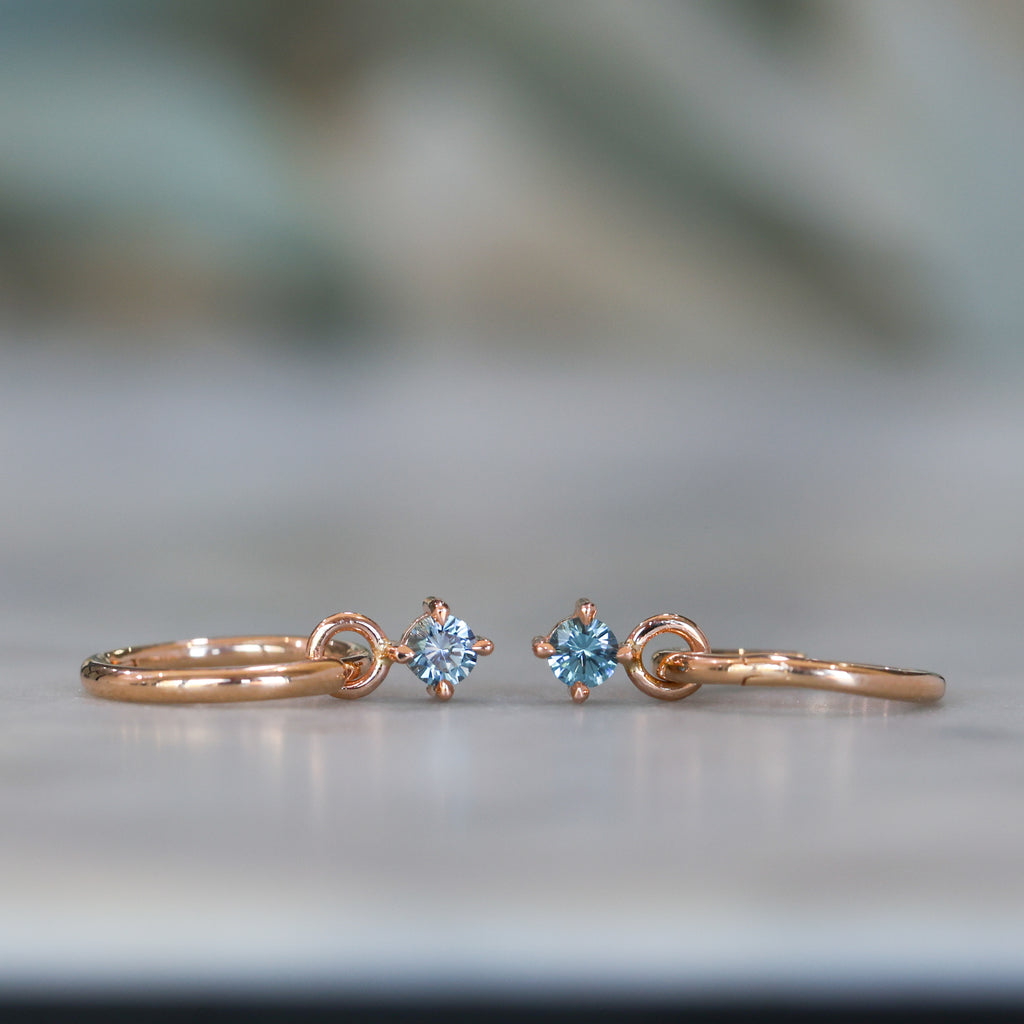 READY TO SHIP | MONTANA SAPPHIRE | MINI HOOP EARRINGS