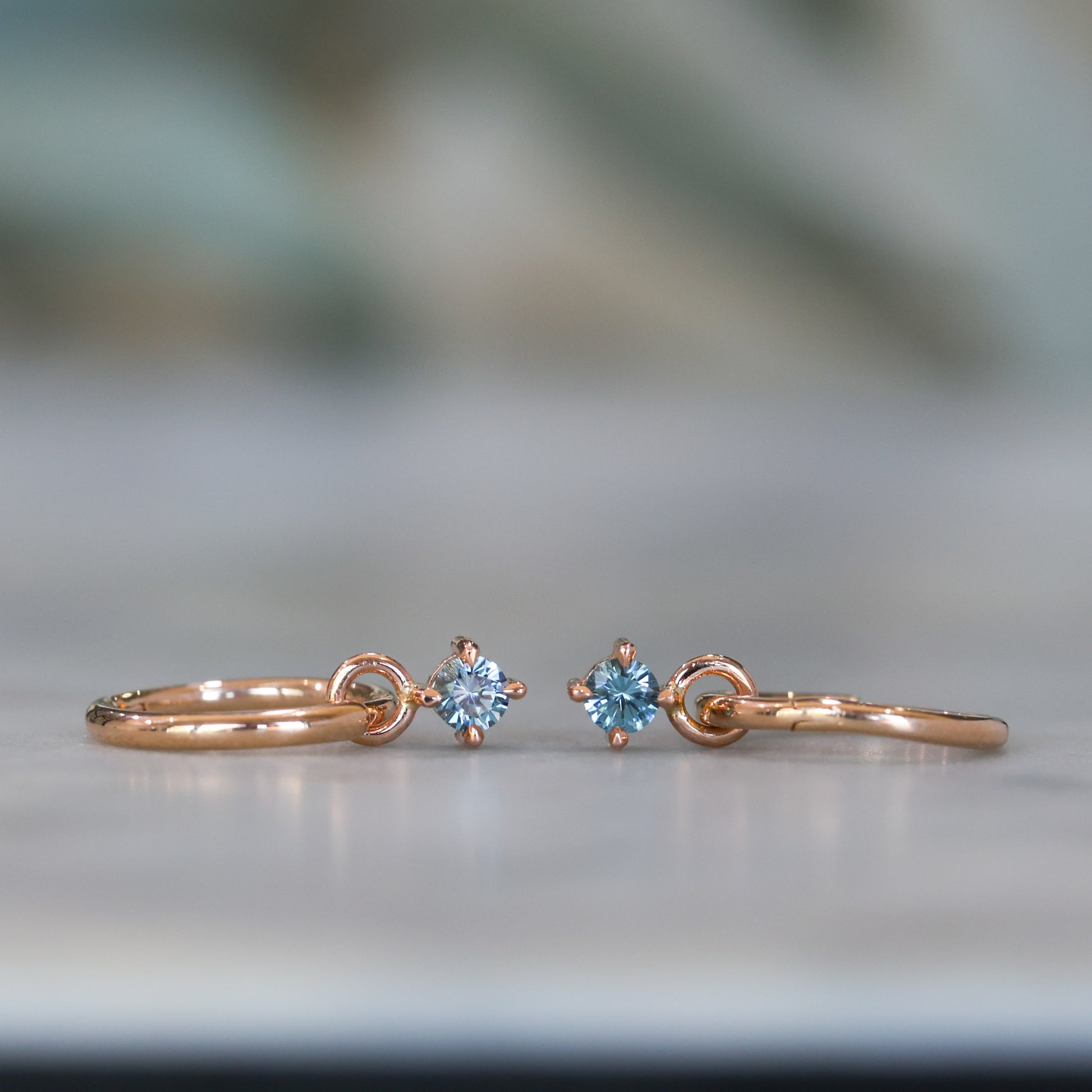 READY TO SHIP | MONTANA SAPPHIRE | MINI HOOP EARRINGS