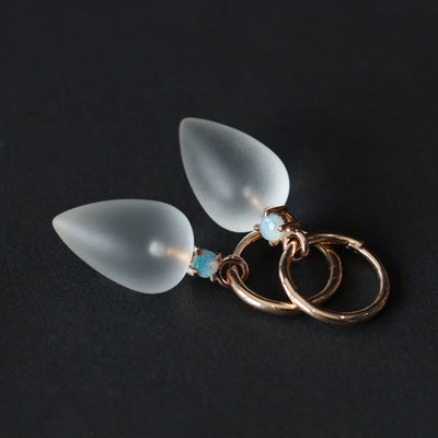 OPAL & ROCK CRYSTAL / HOOP EARRINGS