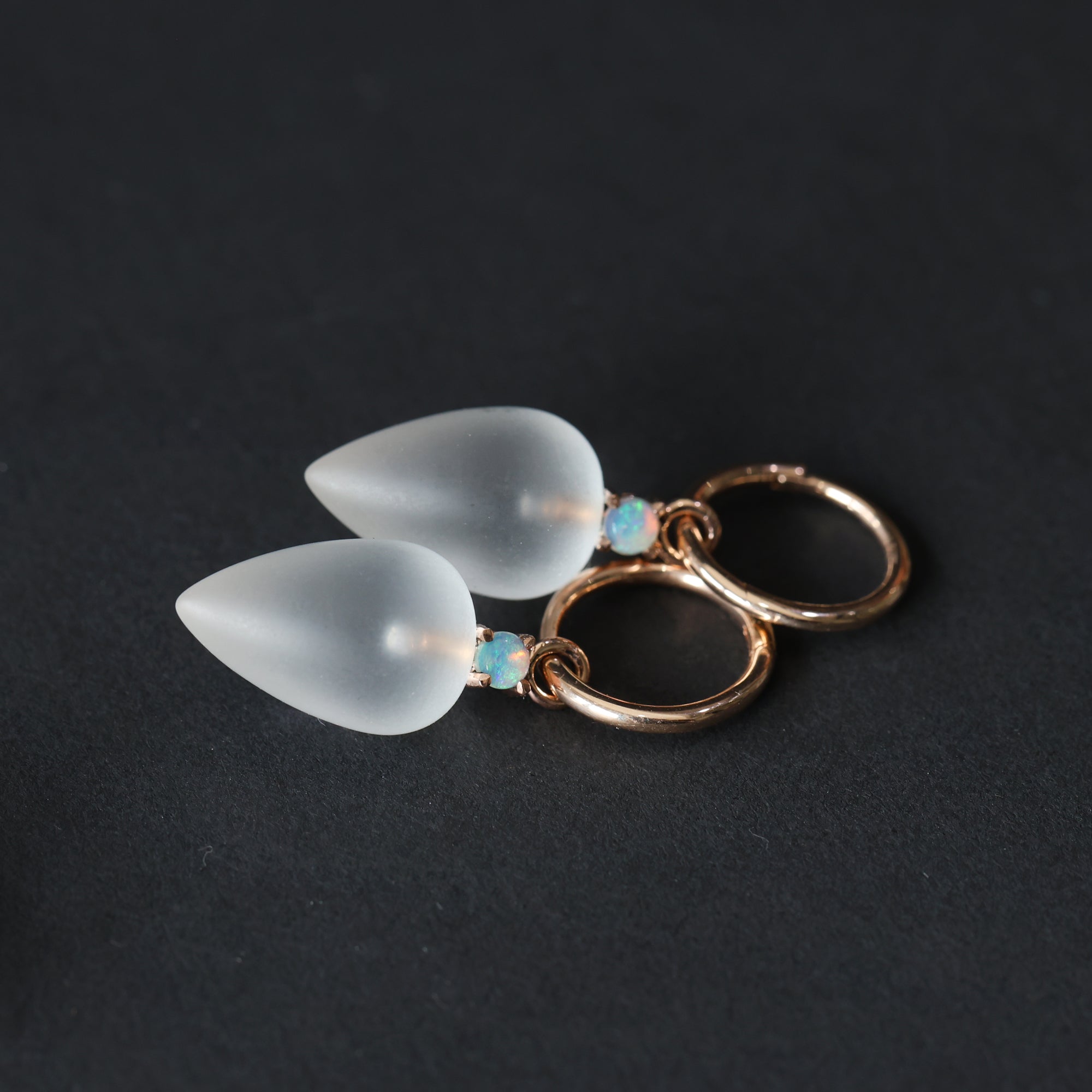 OPAL & ROCK CRYSTAL / HOOP EARRINGS