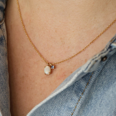 OVAL OPAL & SAPPHIRE / NECKLACE