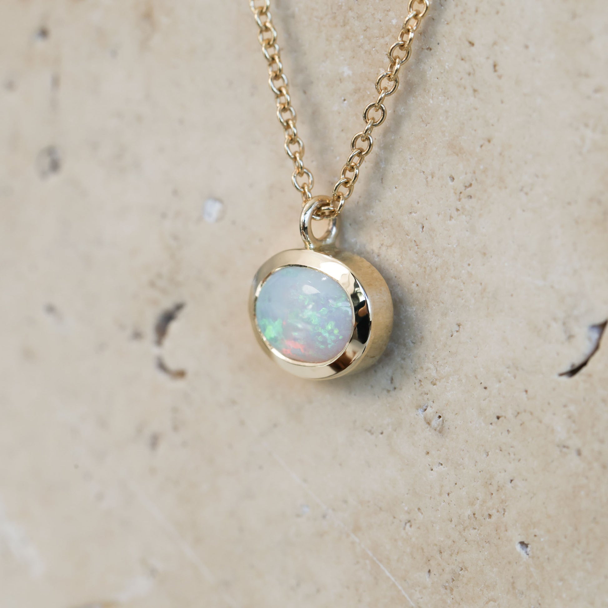 oval south australian opal east west bezel setting necklace