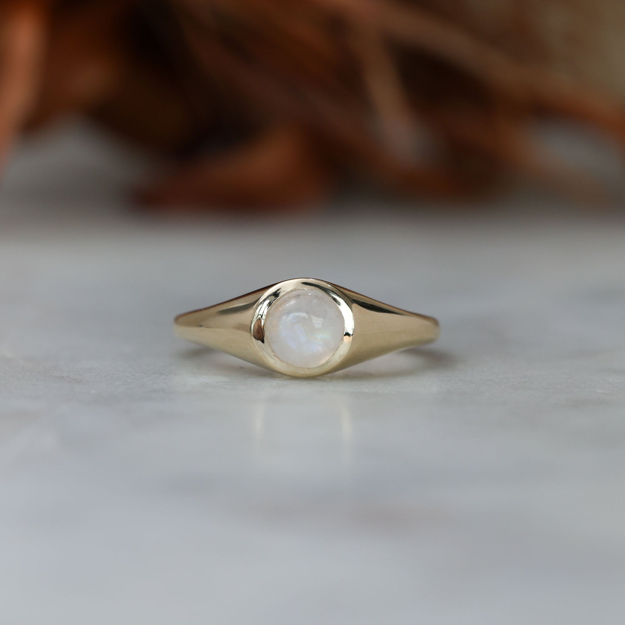 Petite Cabochon signet ring front