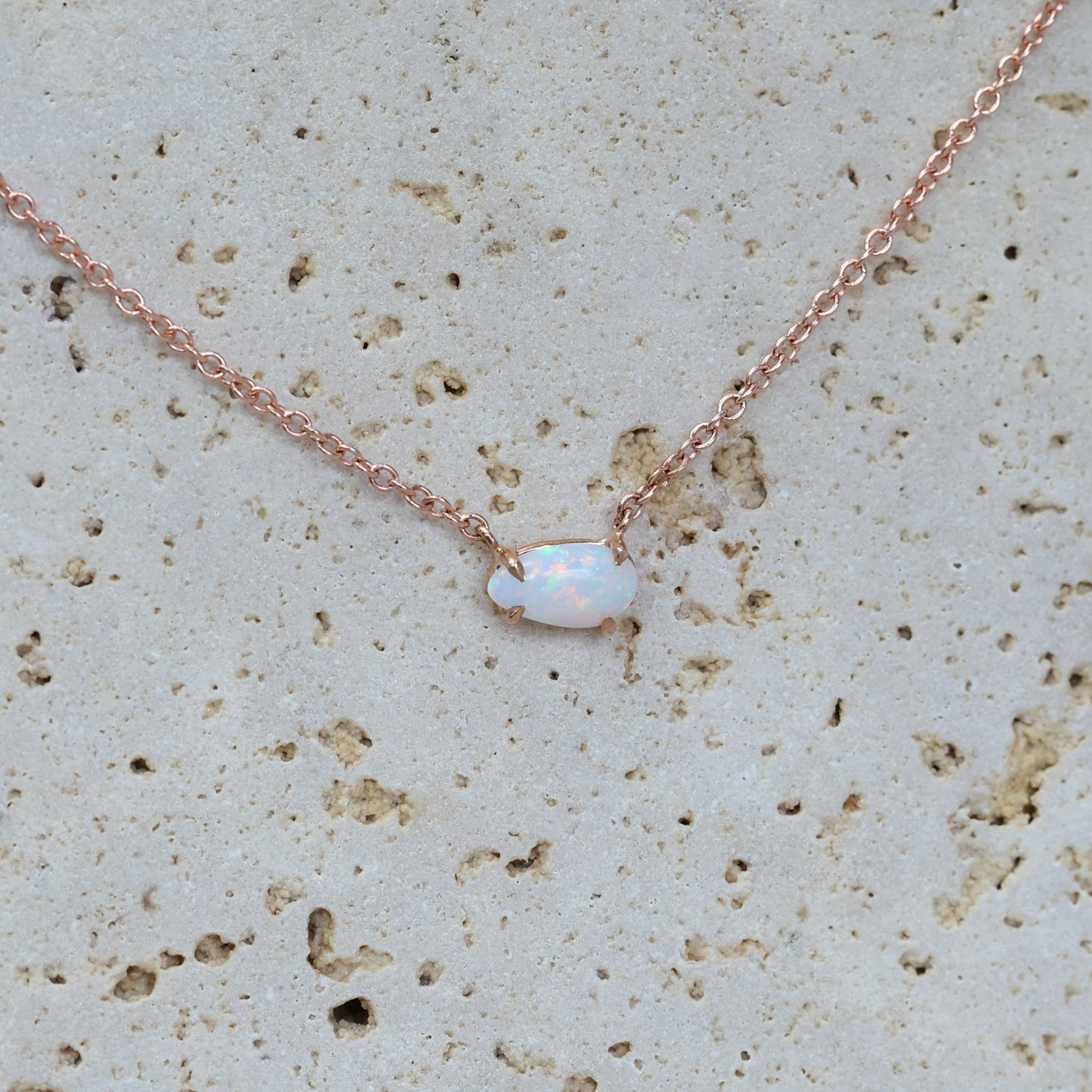 Petite freeform east west opal necklace