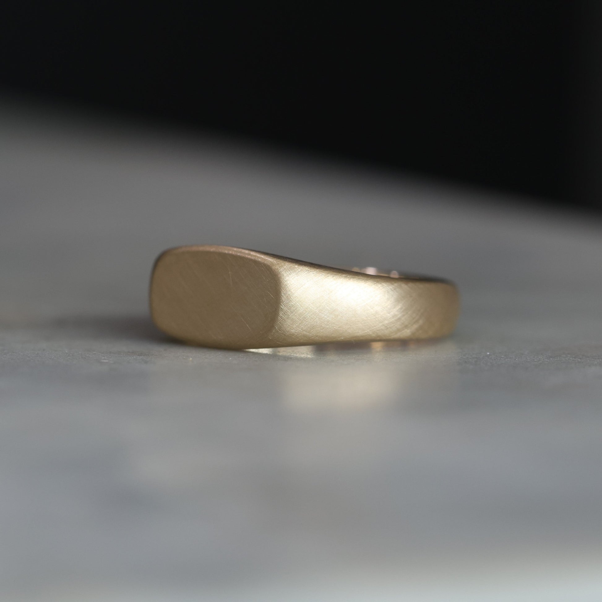 Rectangle Cushion Signet Ring on hand side view