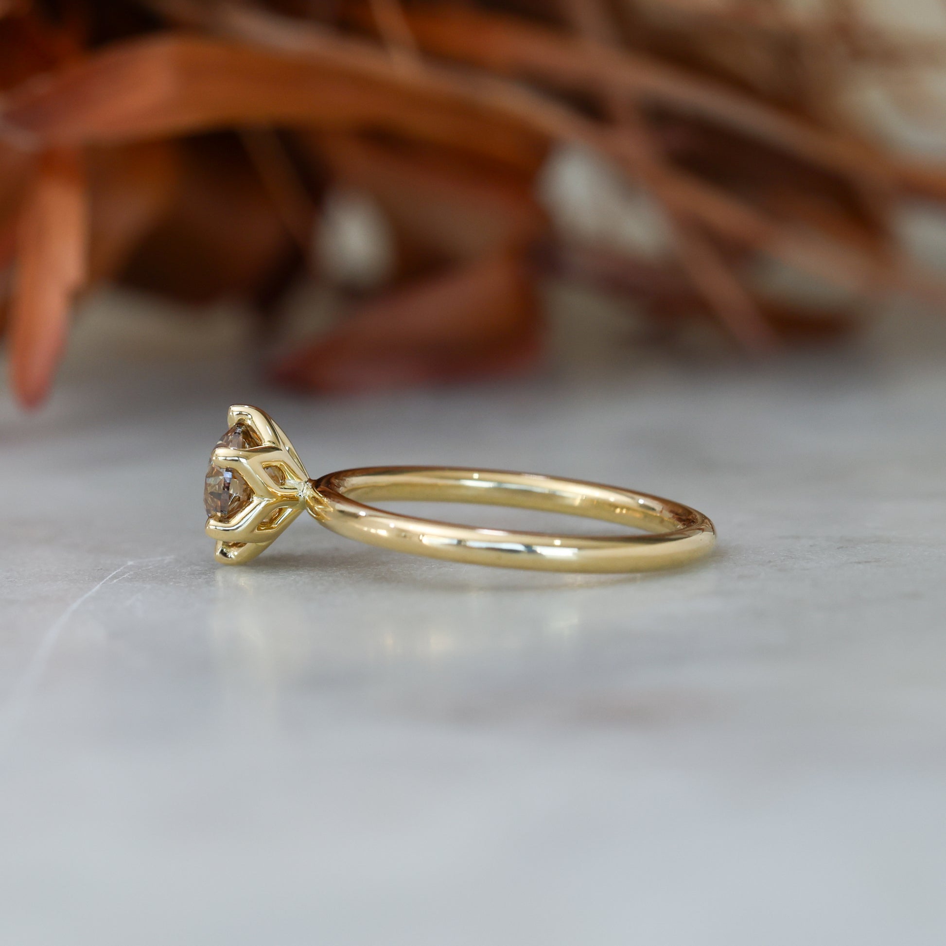 1.00ct Champagne Diamond Solitare Engagement Ring profile